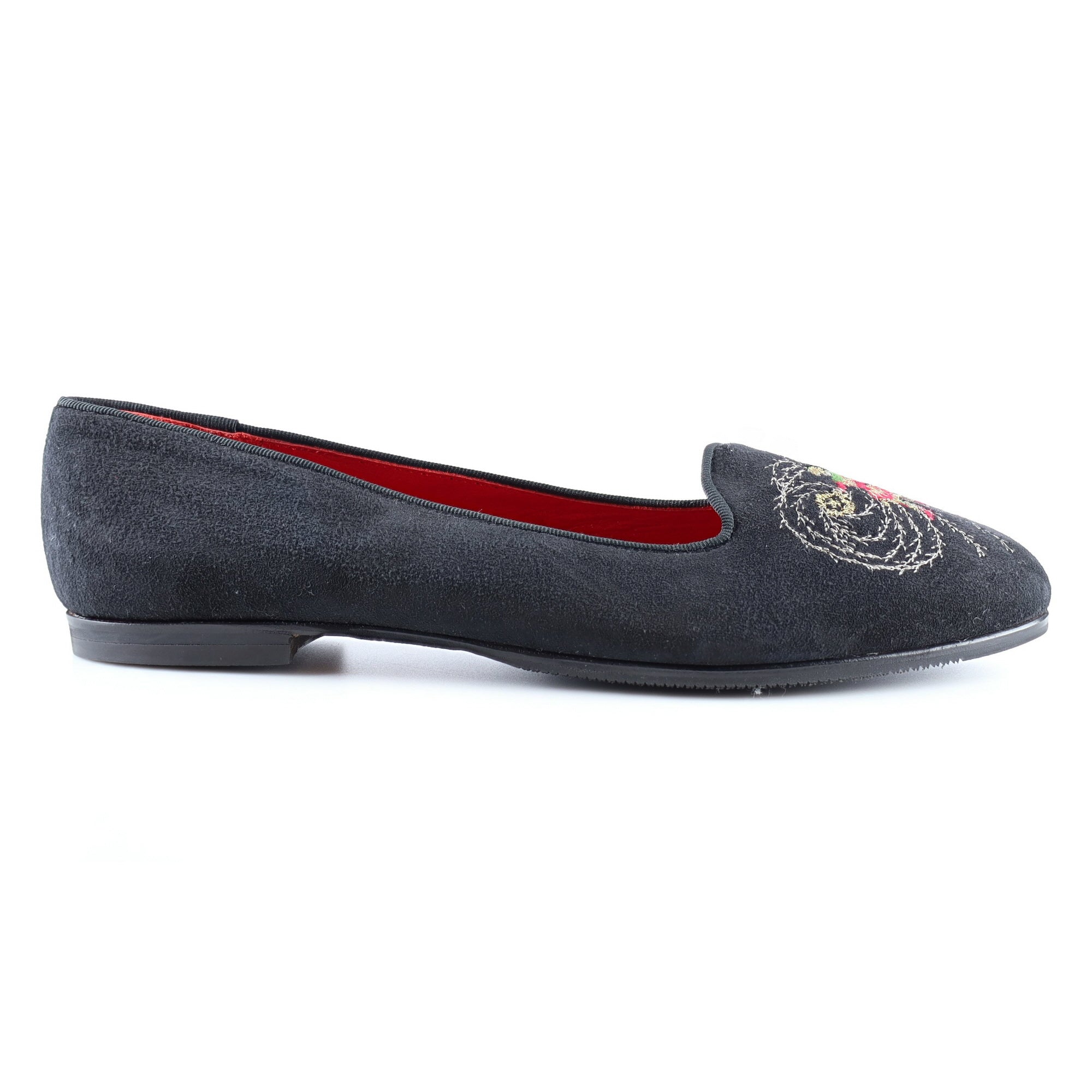 Hermès Black Suede Embroidered Shoes