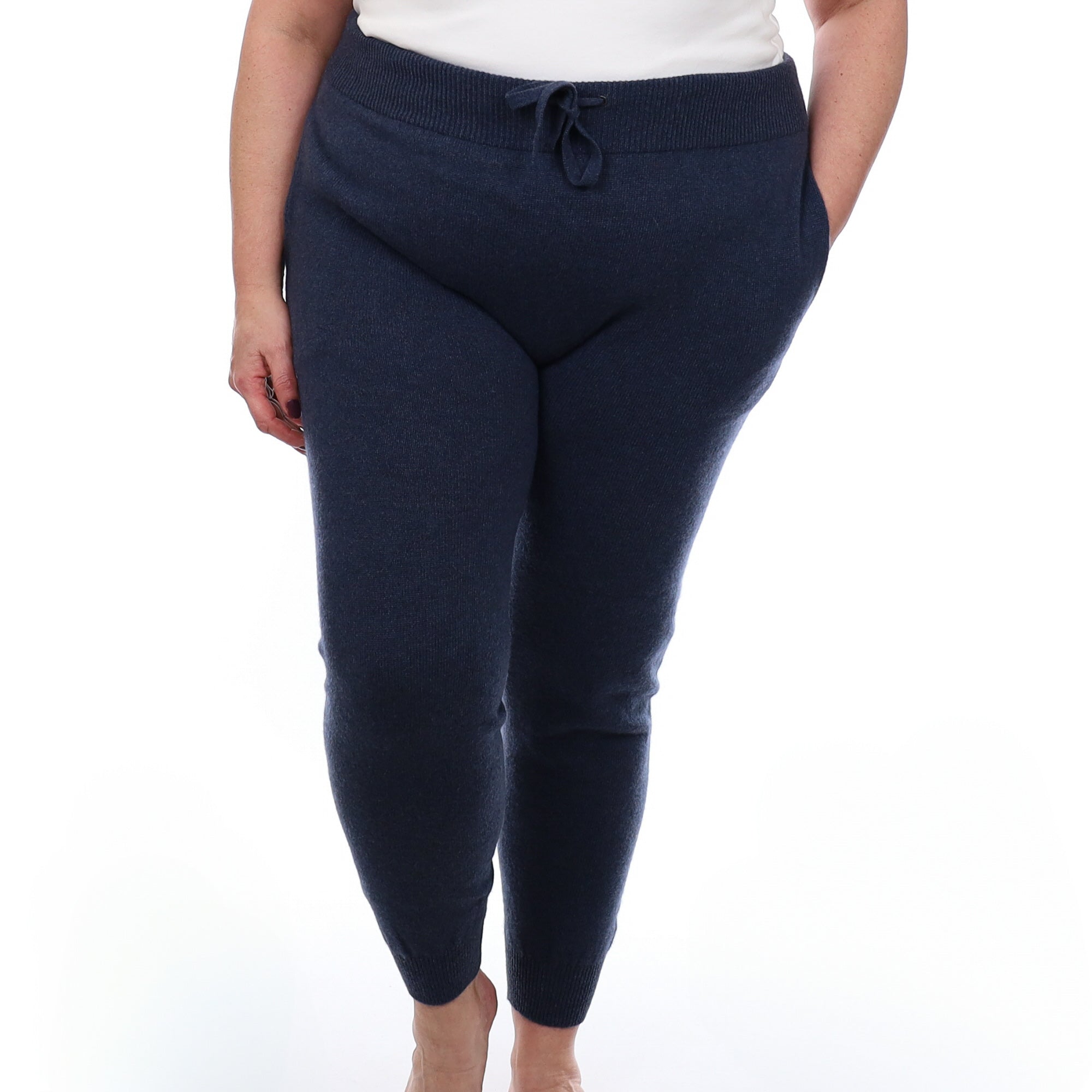 Brand New Scottish Midnight Blue Chunky Cashmere Lounge Pants Extra Large