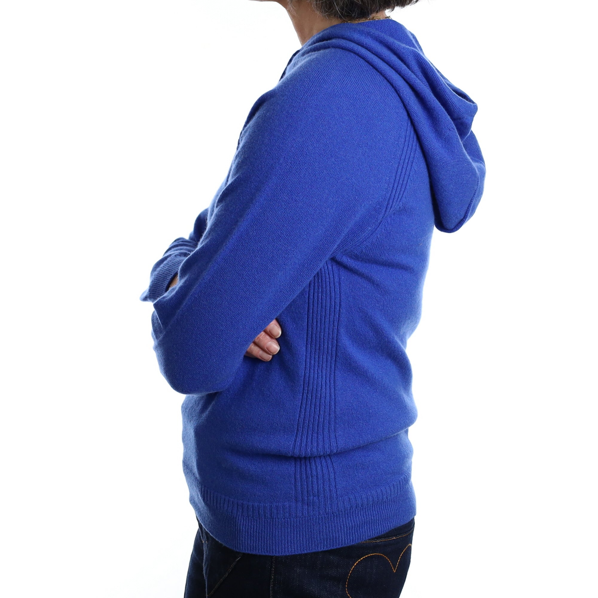 Brand New Scottish Cobalt Blue Cashmere Hoodie Medium