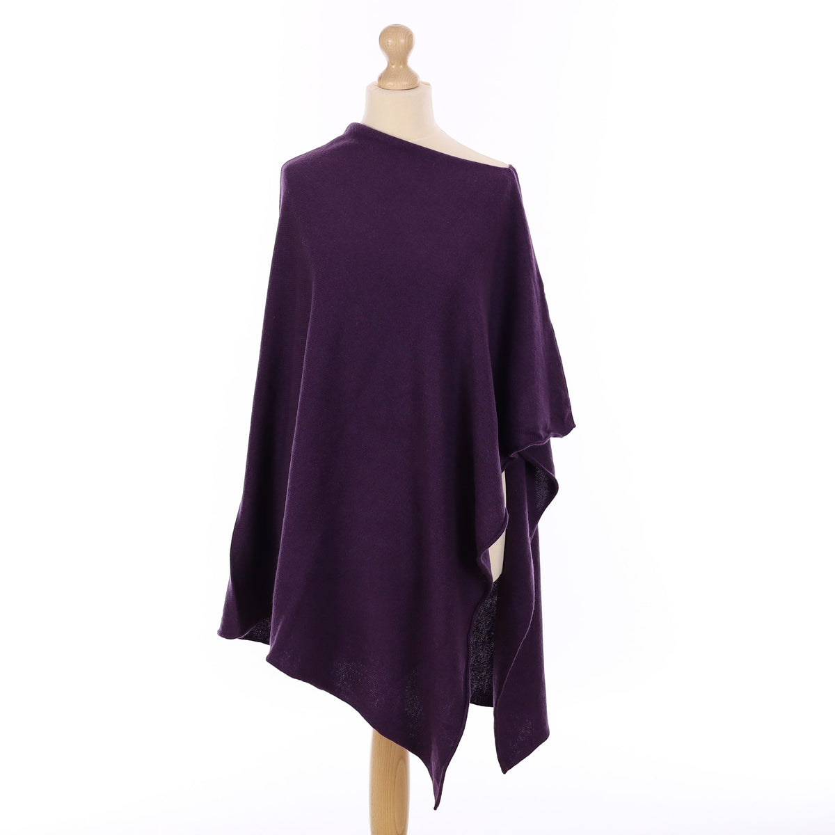 Scottish Grape Purple Cashmere Poncho Large