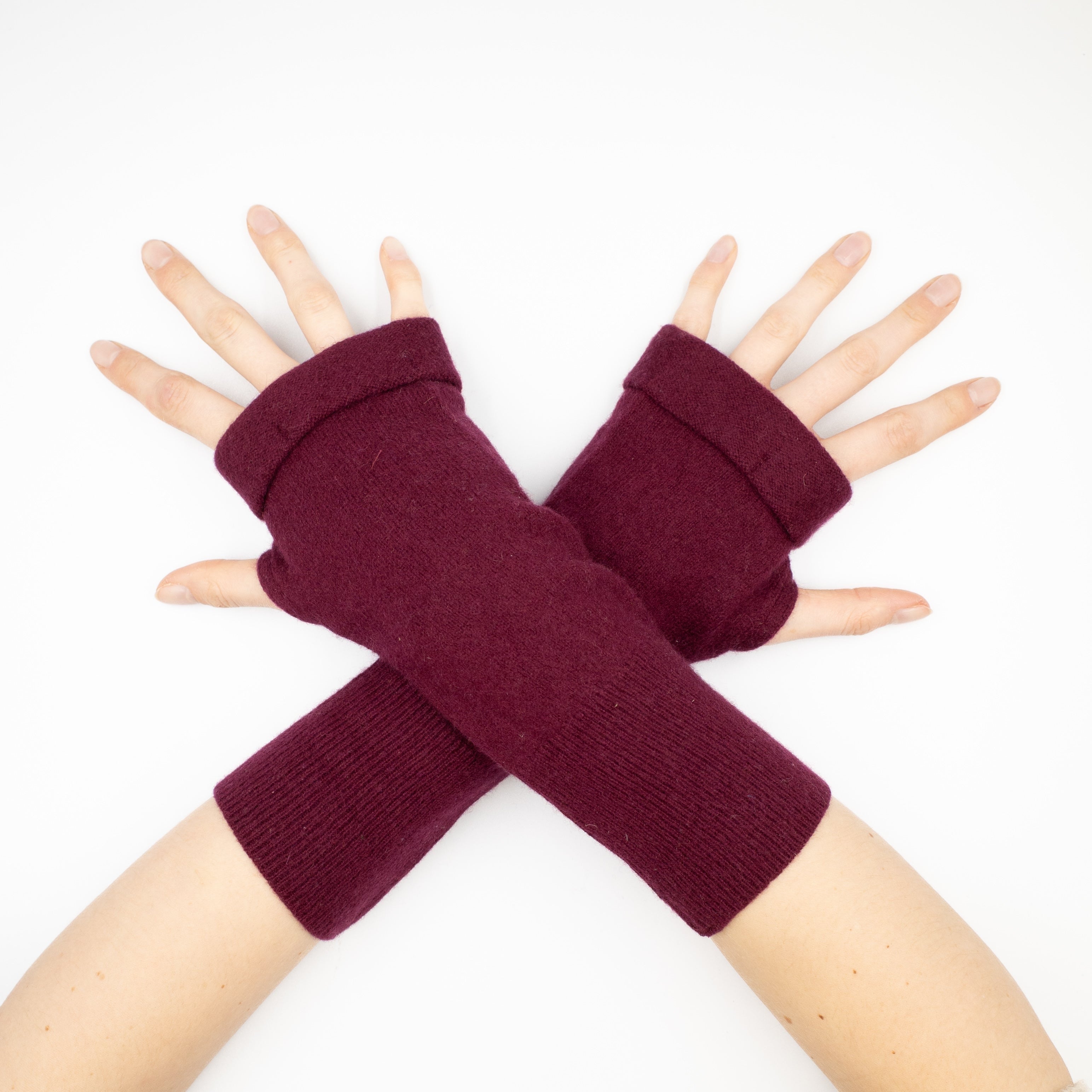 Wine Red Fingerless Gloves