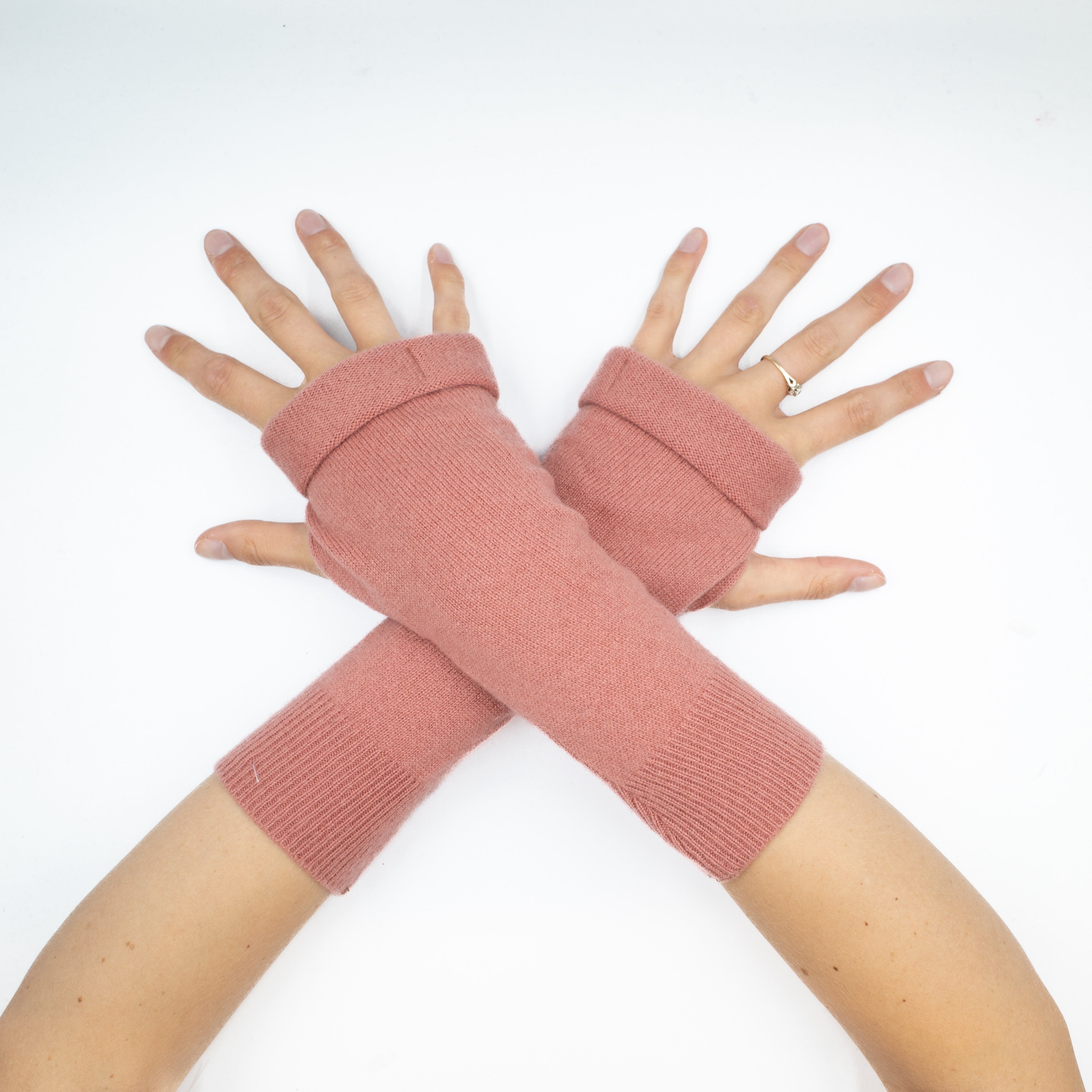 Nude Pink Fingerless Gloves