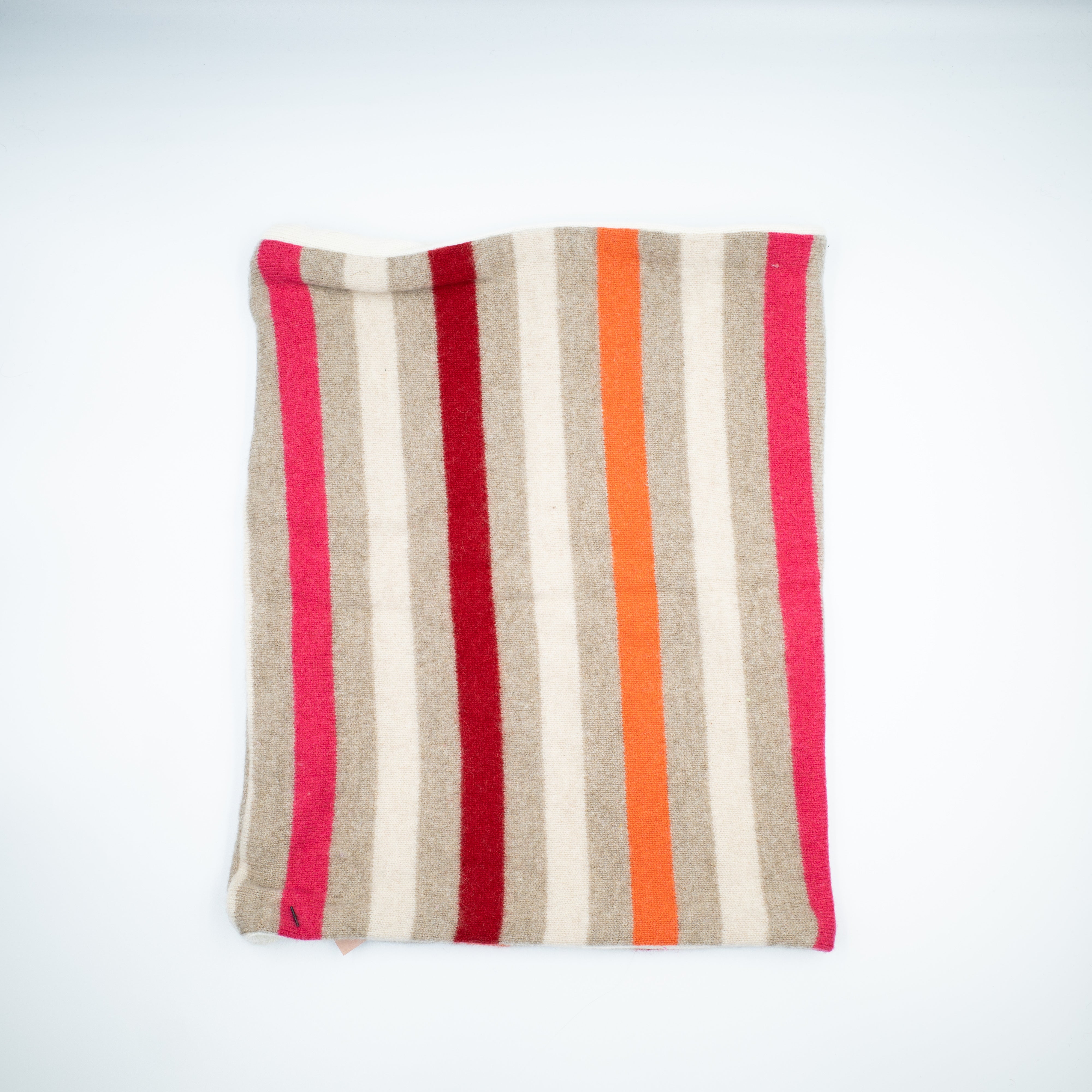 Cream Taupe and Colourful Stripe Luxury Double Layered Snood