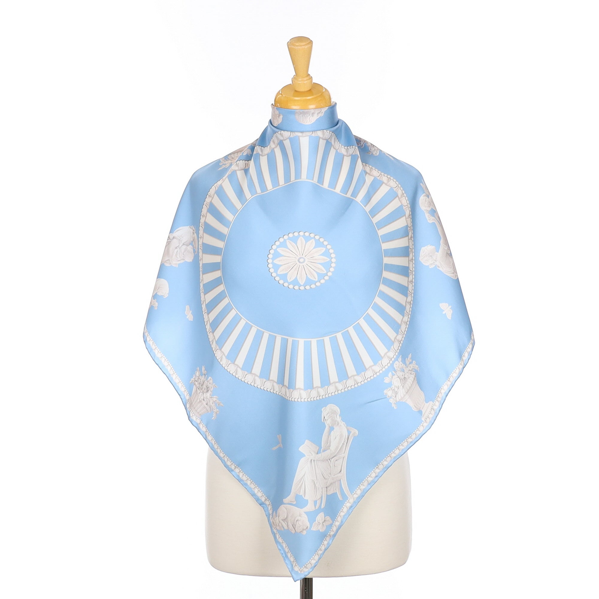 Pale Blue Roman Sculpture Silk Scarf
