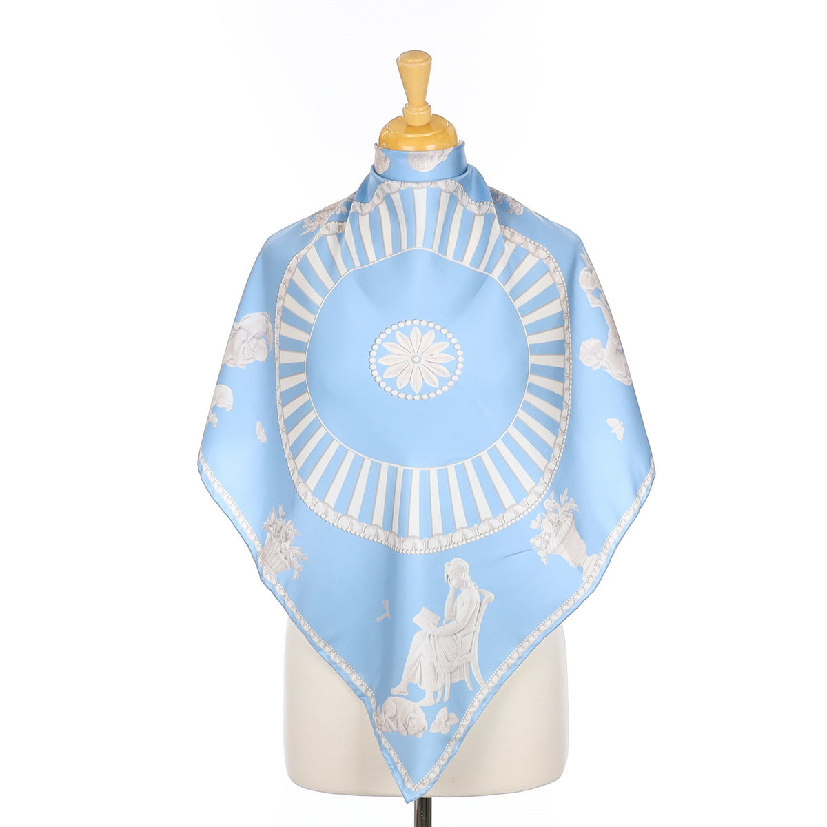 Pale Blue Roman Sculpture Silk Scarf
