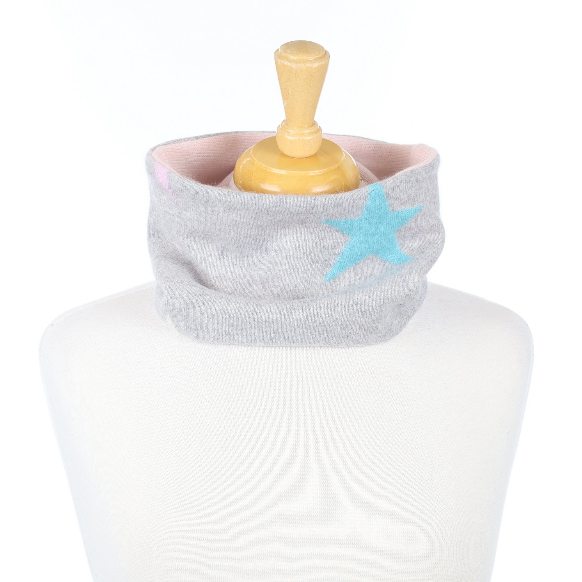 Grey Star and Ice Pink Neck Warmer