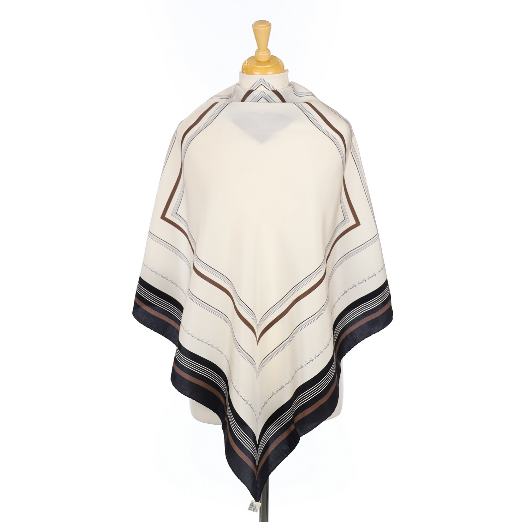 Boxed Franco Pugi Cream and Black Silk Scarf