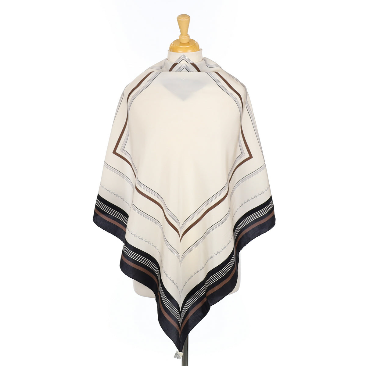 Boxed Franco Pugi Cream and Black Silk Scarf