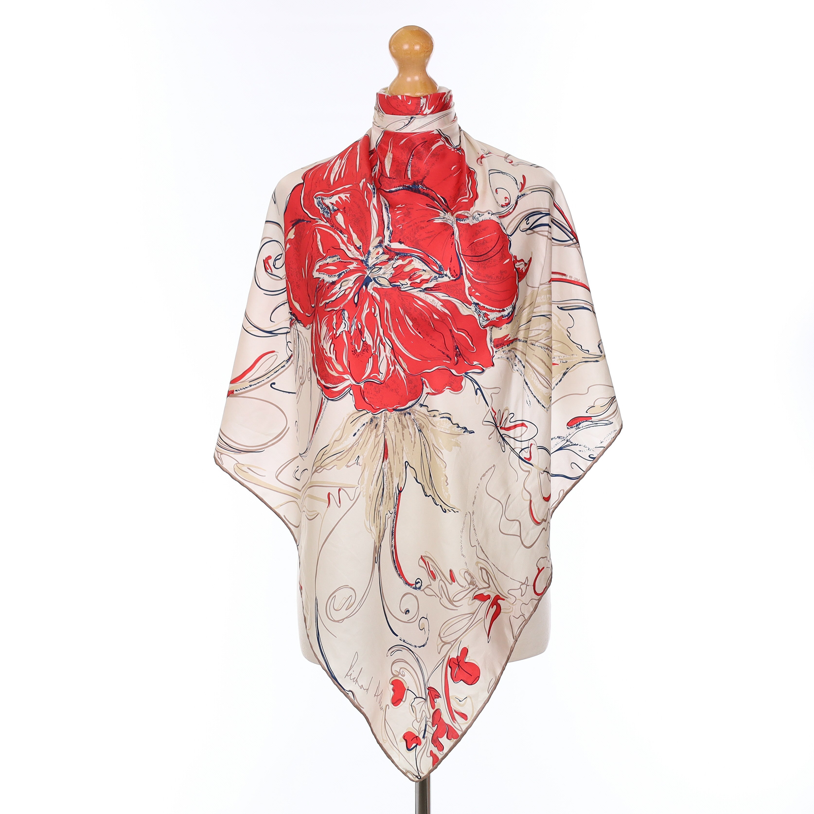 1970’s Richard Allan Artistic Floral Vintage Silk Scarf