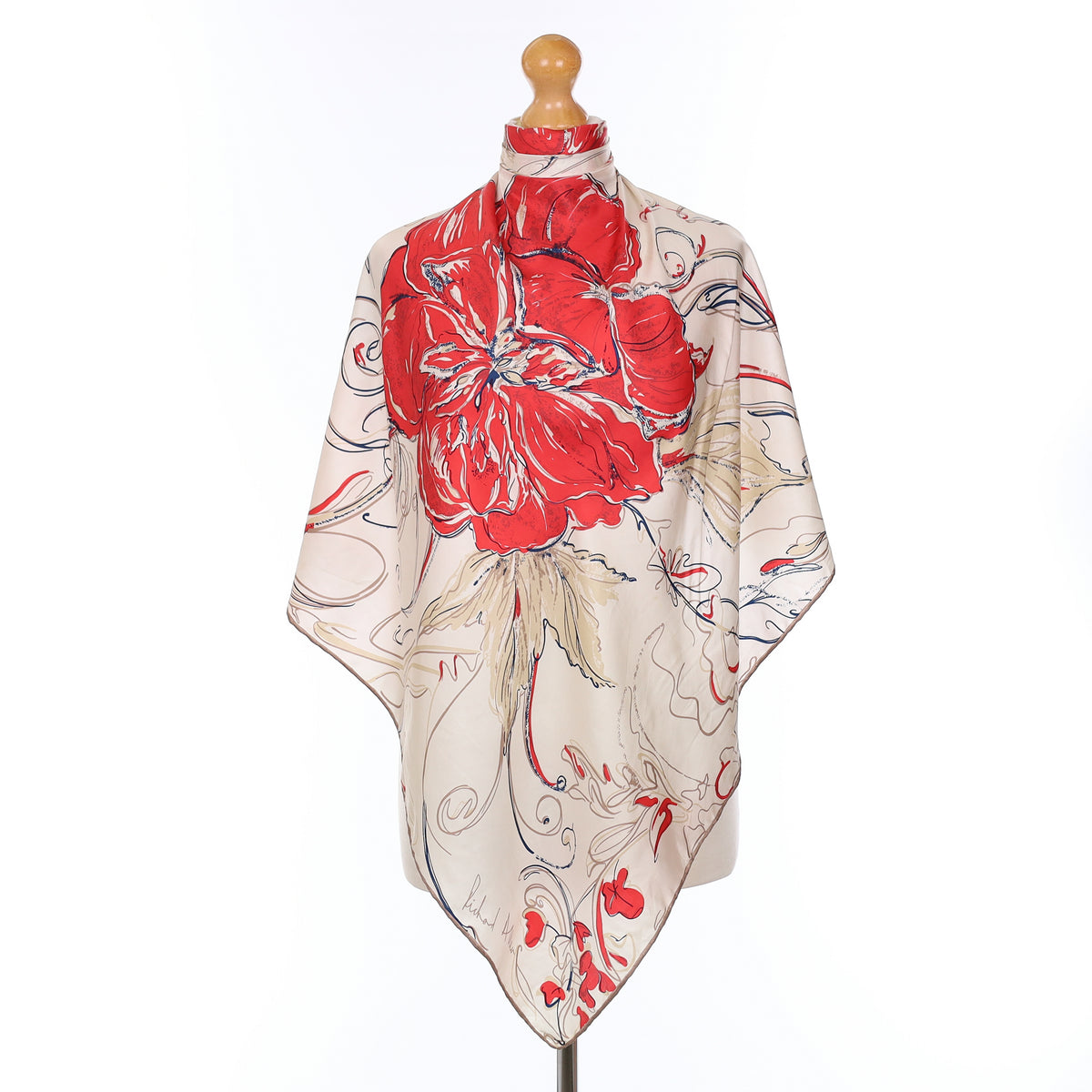 1970’s Richard Allan Artistic Floral Vintage Silk Scarf