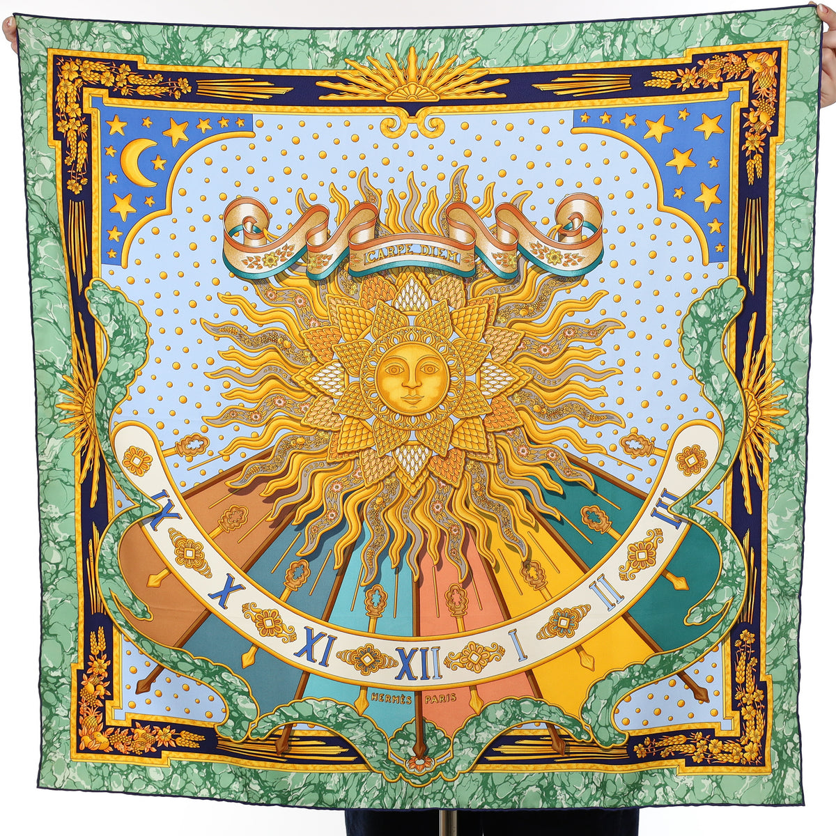 Pristine Hermès Carpe Diem Silk Scarf