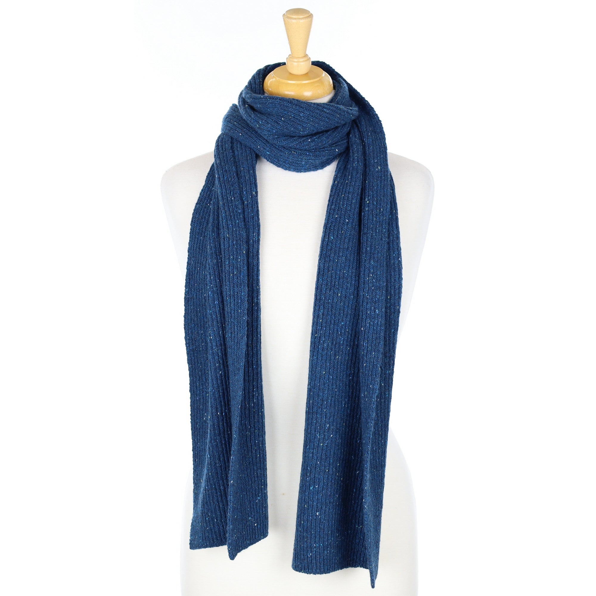 Brand New Scottish Peacock Blue Donegal Cashmere Scarf