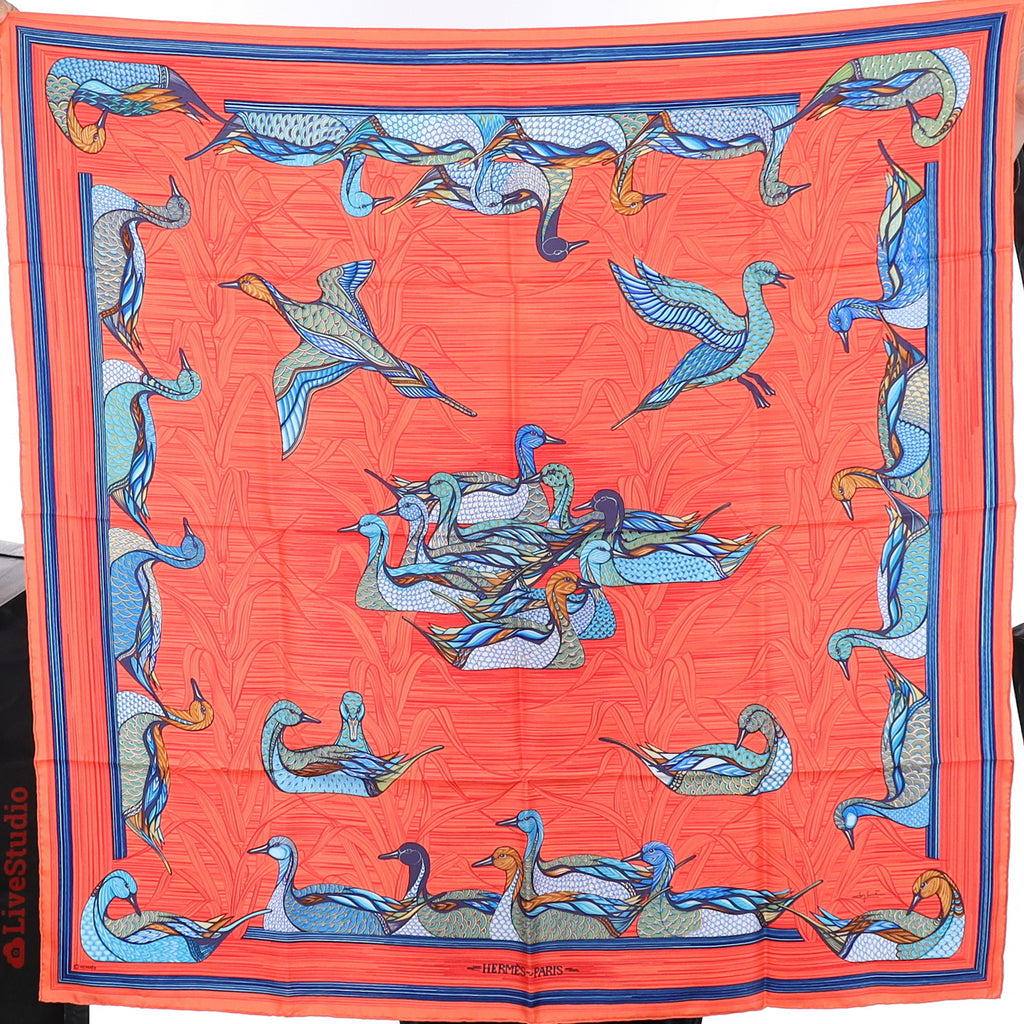 Hermès Boxed La Mare aux Canards Silk Scarf