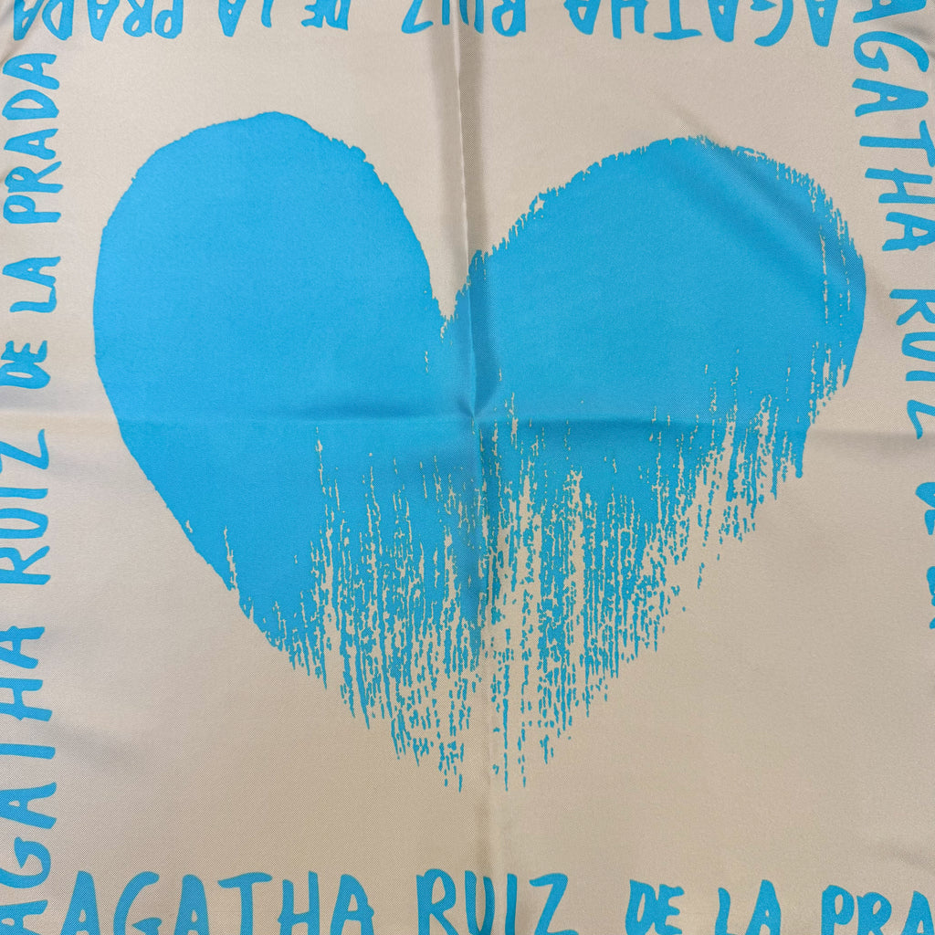 Agatha Ruiz Blue Heart Silk Scarf