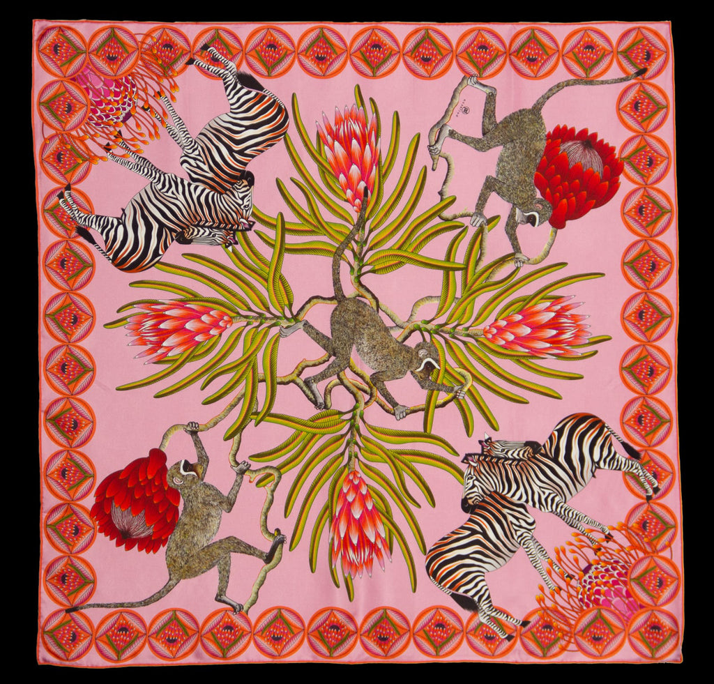 Brand New Bellezza Two Tone Pink Zebra Safari Double Faced Silk Scarf