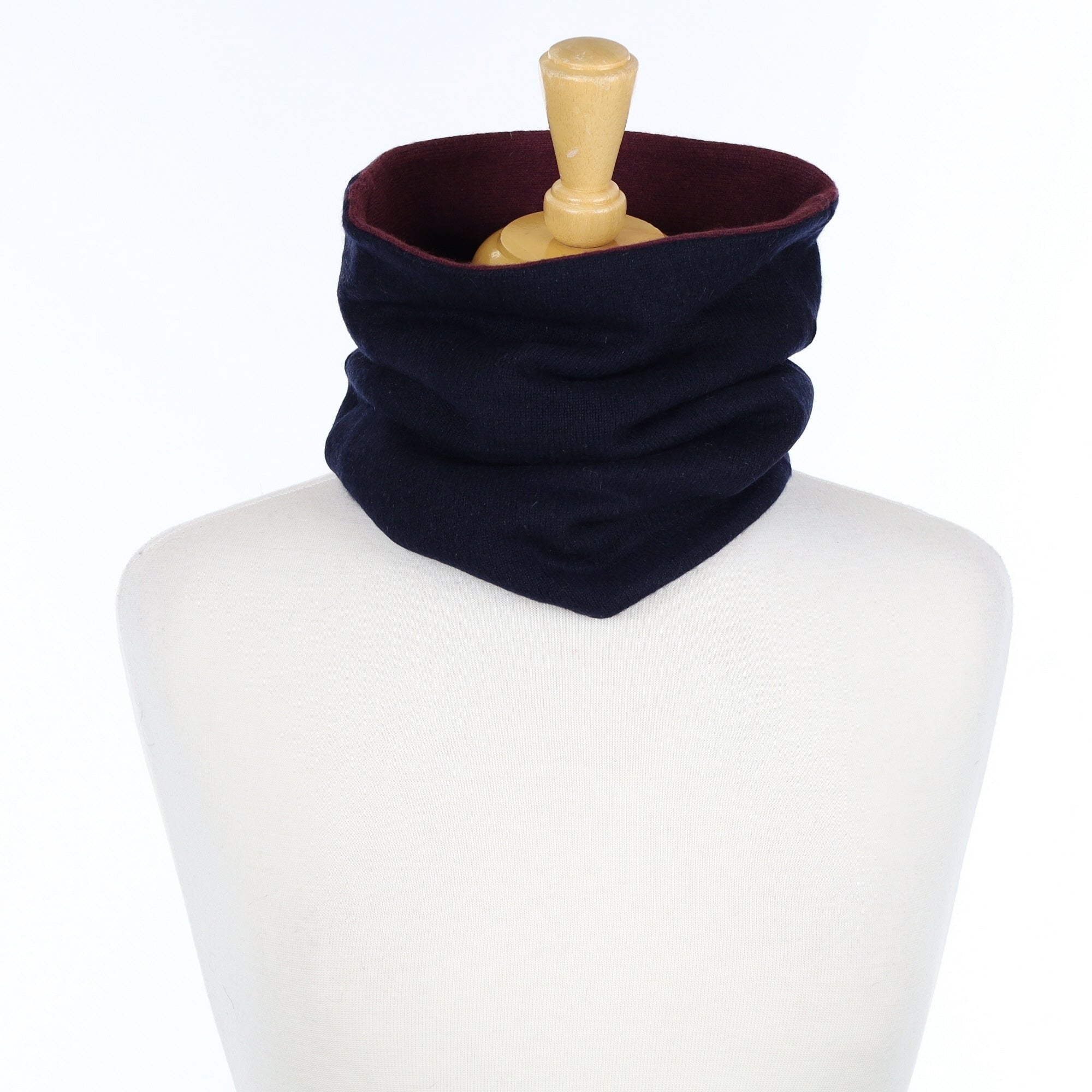 Men’s Navy Blue and Burgundy Luxury Double Layered Snood