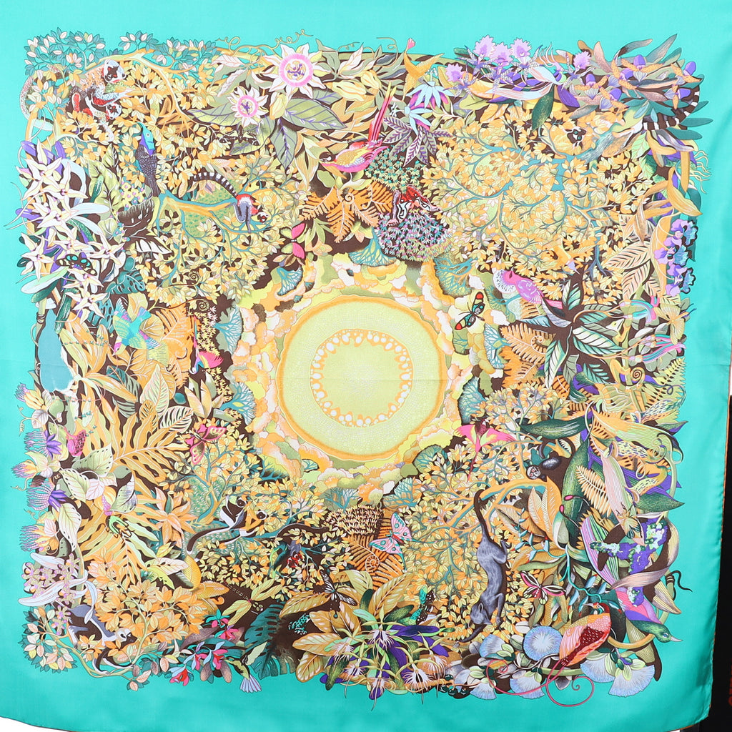 Immaculate Multicoloured Tropical Design Silk Scarf