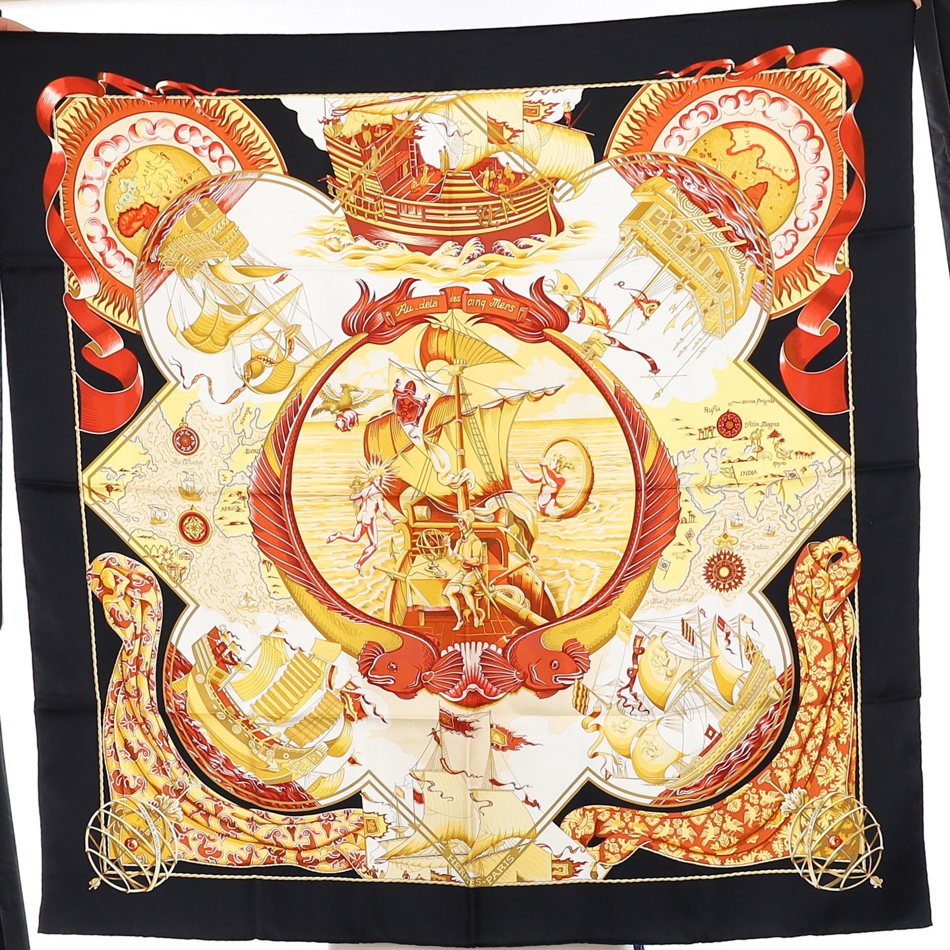 Boxed Hermès Au de la des Cinq Mers Silk Scarf Quite Rare