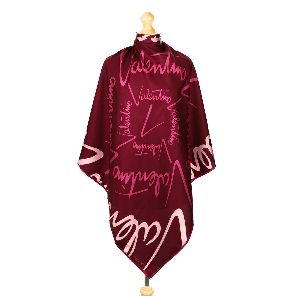 Valentino Pink Logo Silk Scarf