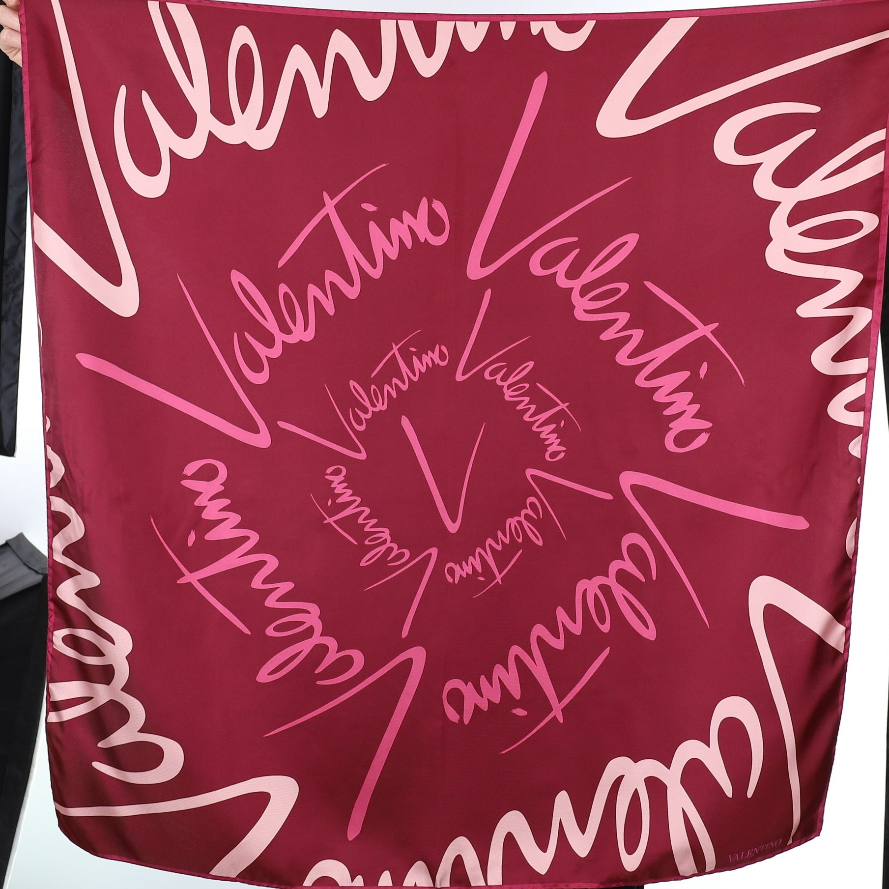 Valentino Pink Logo Silk Scarf