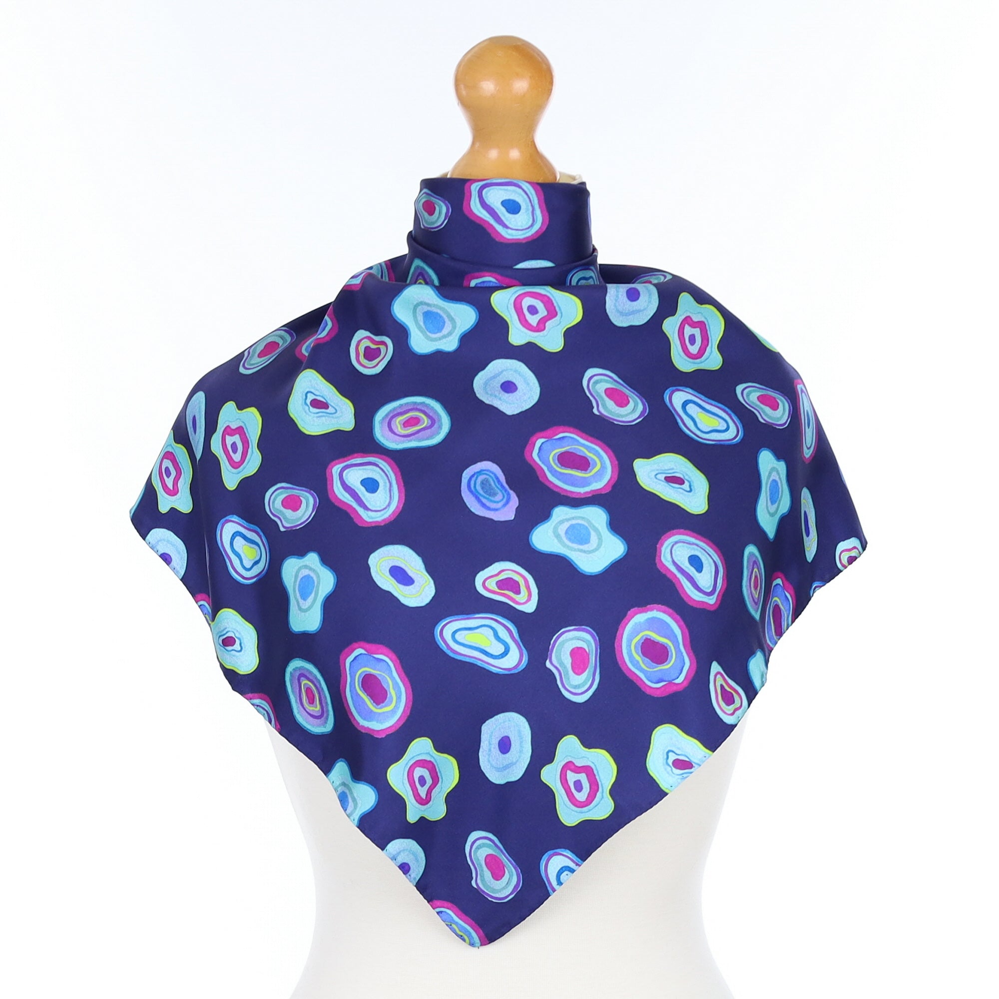 Blue Abstract Patterned Silk Scarf