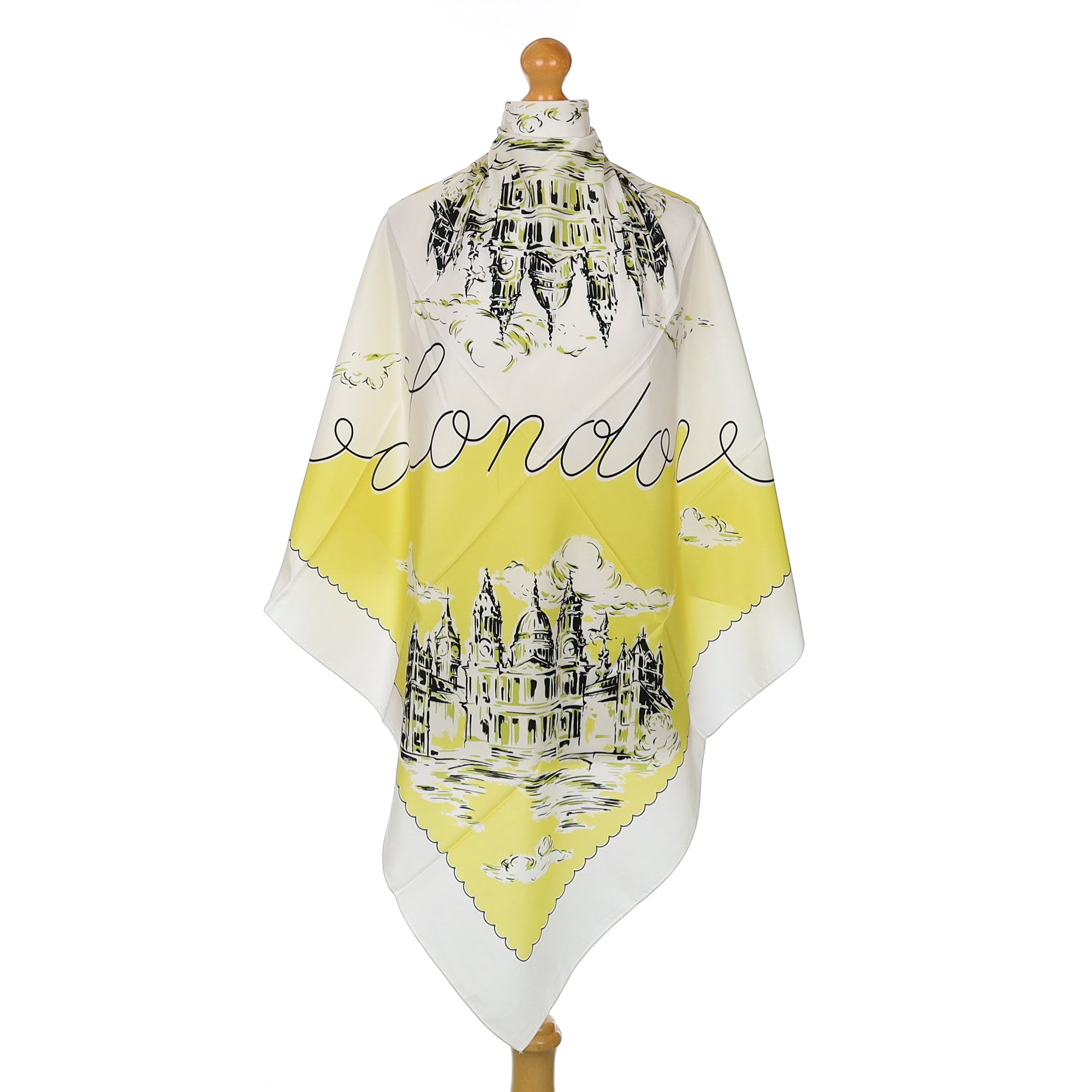 Brand New Burberry Yellow and Ivory Silk Scarf