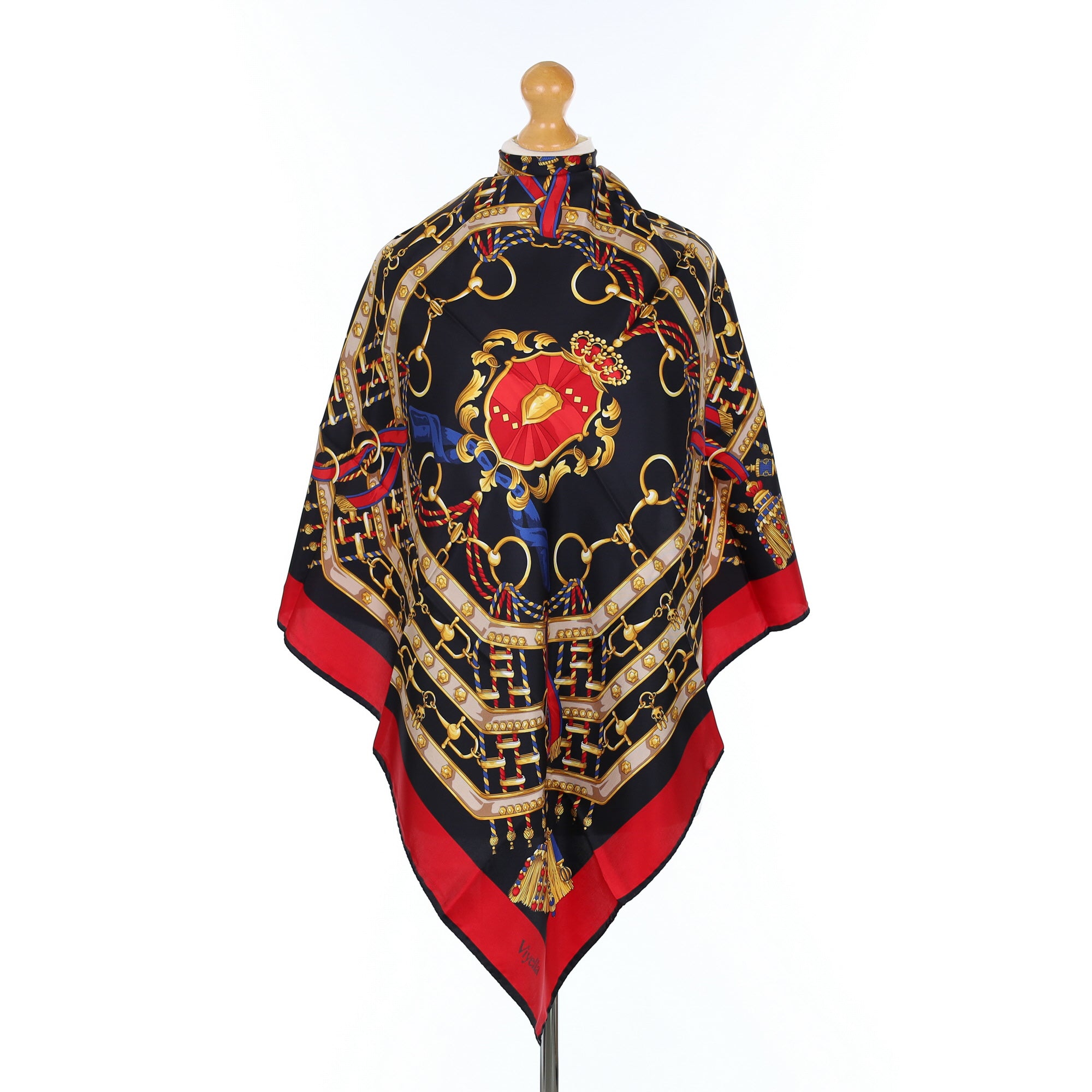 Viyella Equestrian Red and Black Silk Scarf