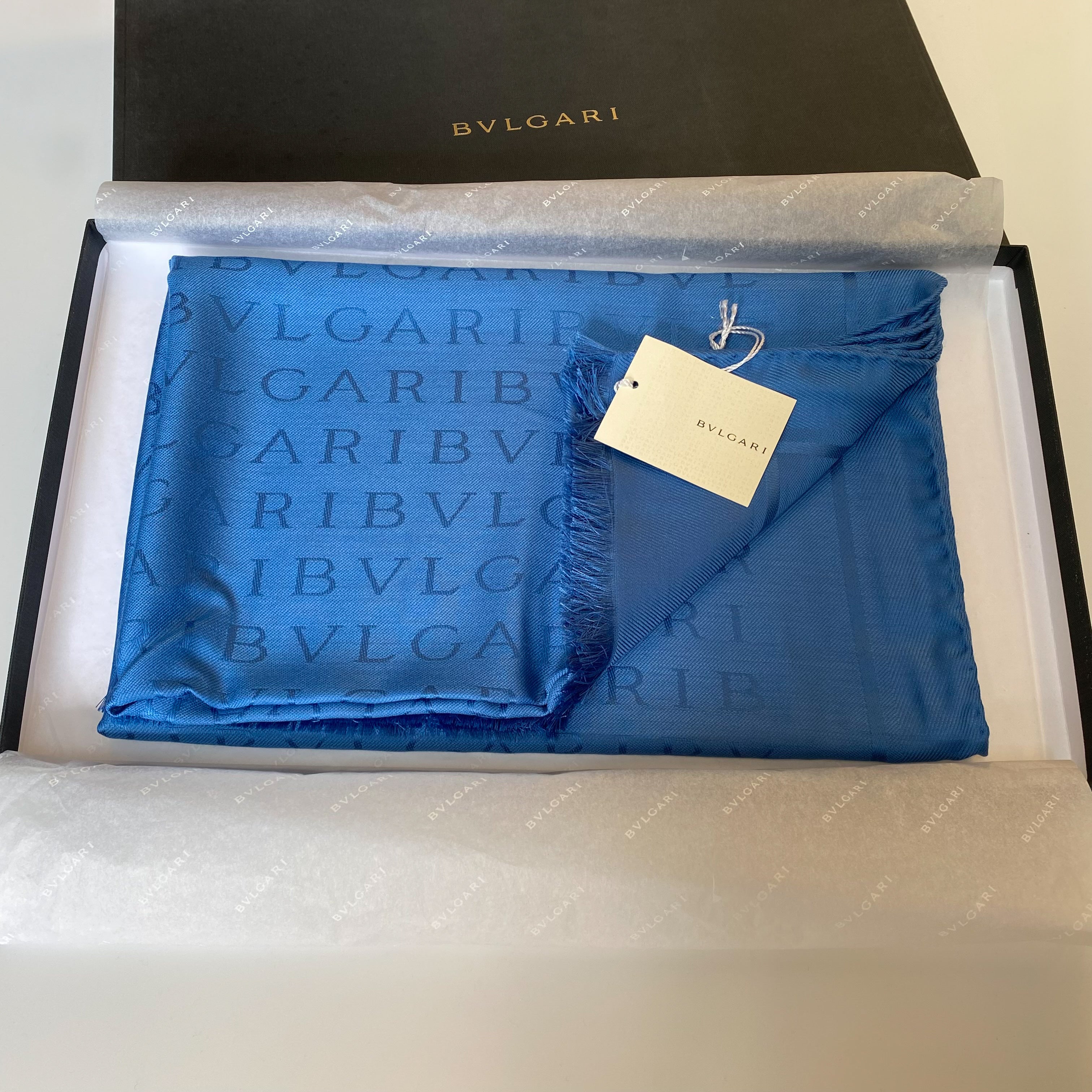 Brand New Boxed Bvlgari Silk and Cashmere Shawl