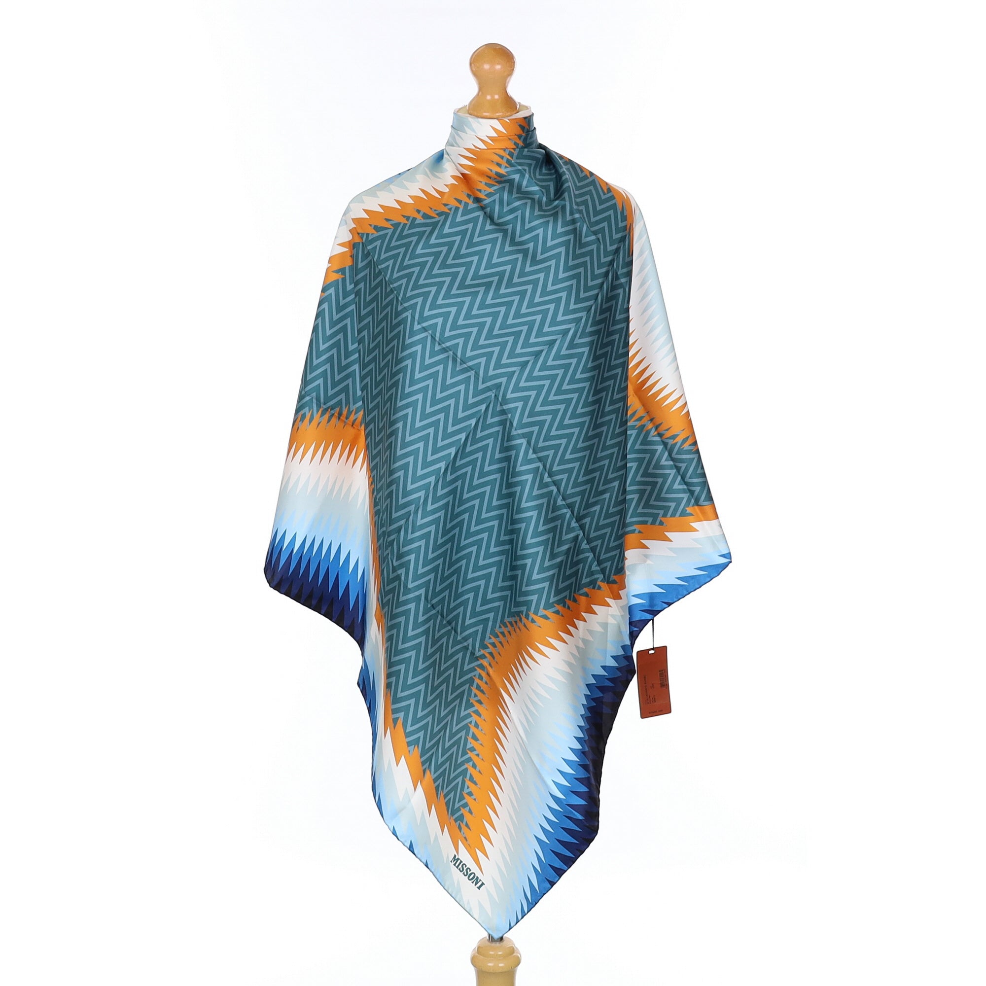 Brand New Missoni Green & Blue Silk Scarf