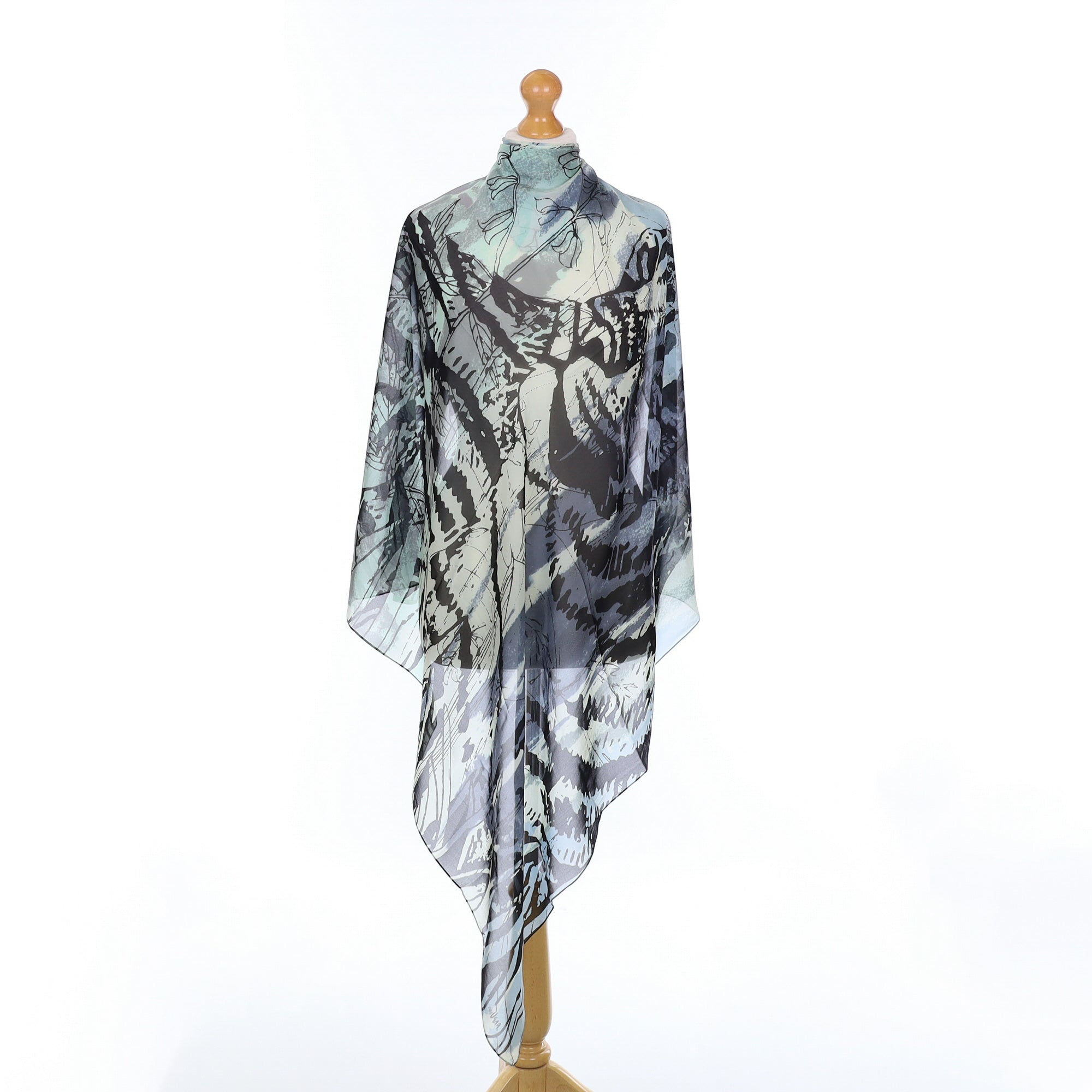 Vera Newman Grey Abstract Vintage Silk Scarf