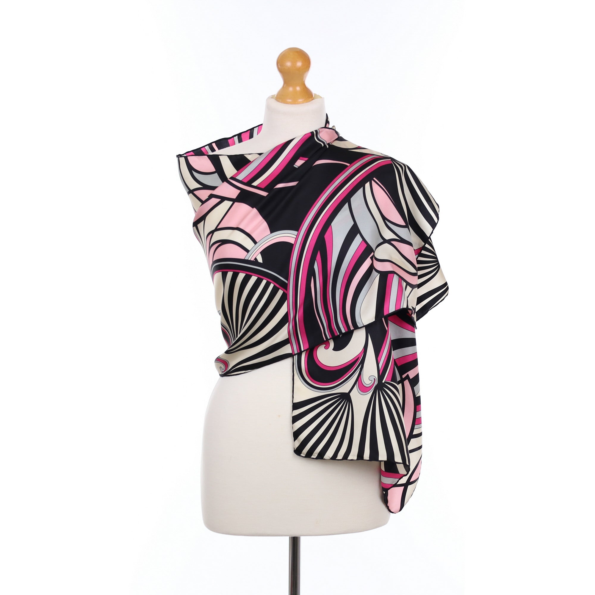 Codello Black & Pink Abstract Silk Scarf