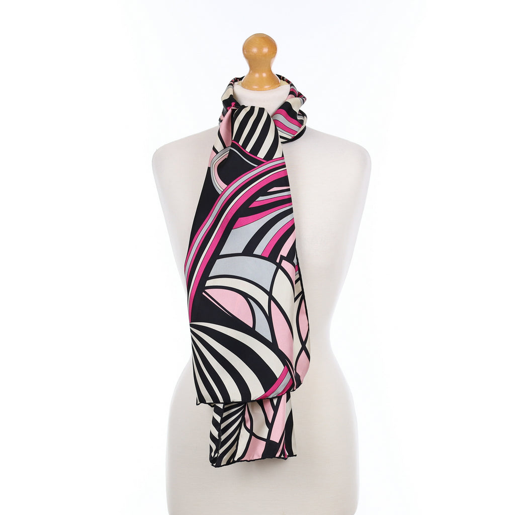 Codello Black & Pink Abstract Silk Scarf