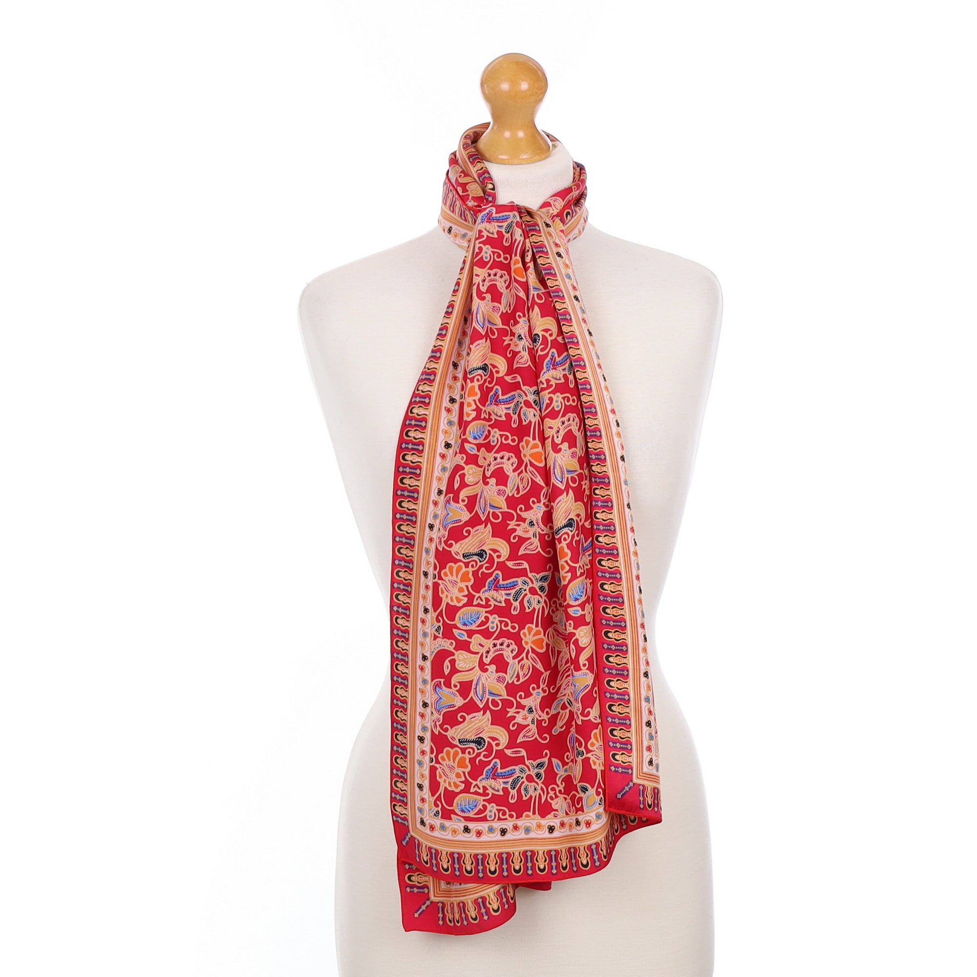 Red Paisley Silk Scarf