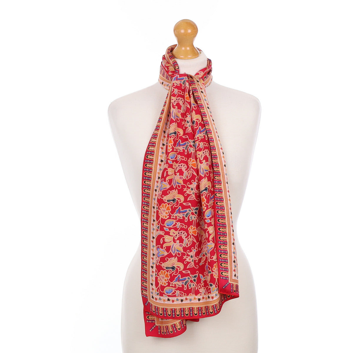 Red Paisley Silk Scarf