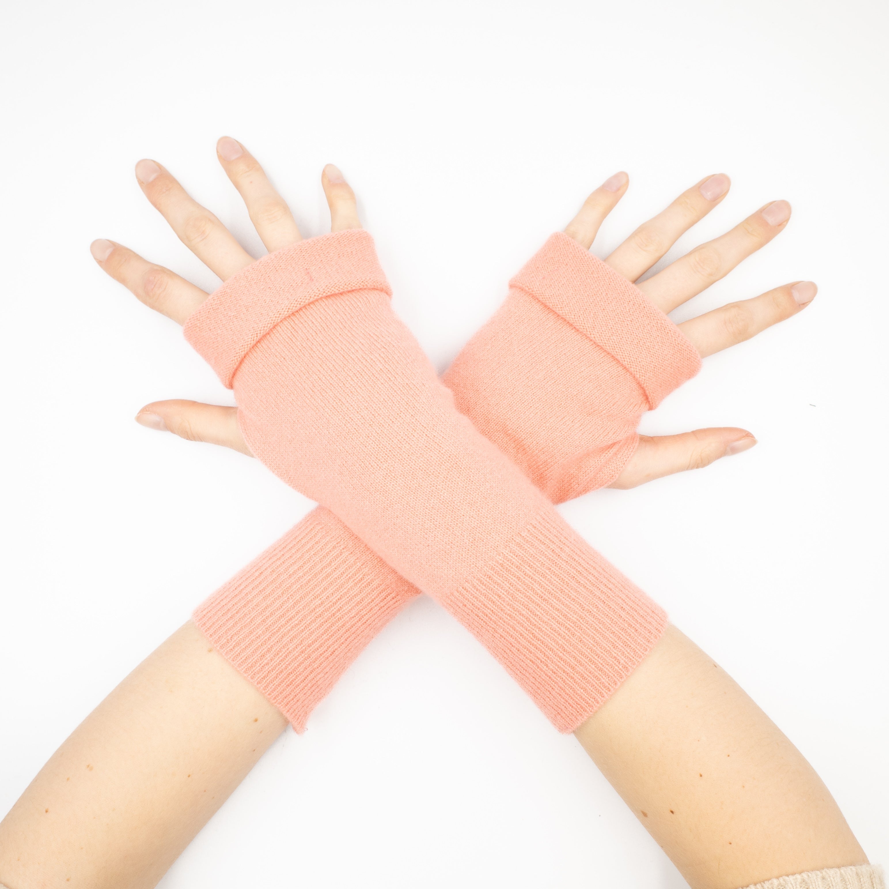 Muted Coral Pink Fingerless Gloves
