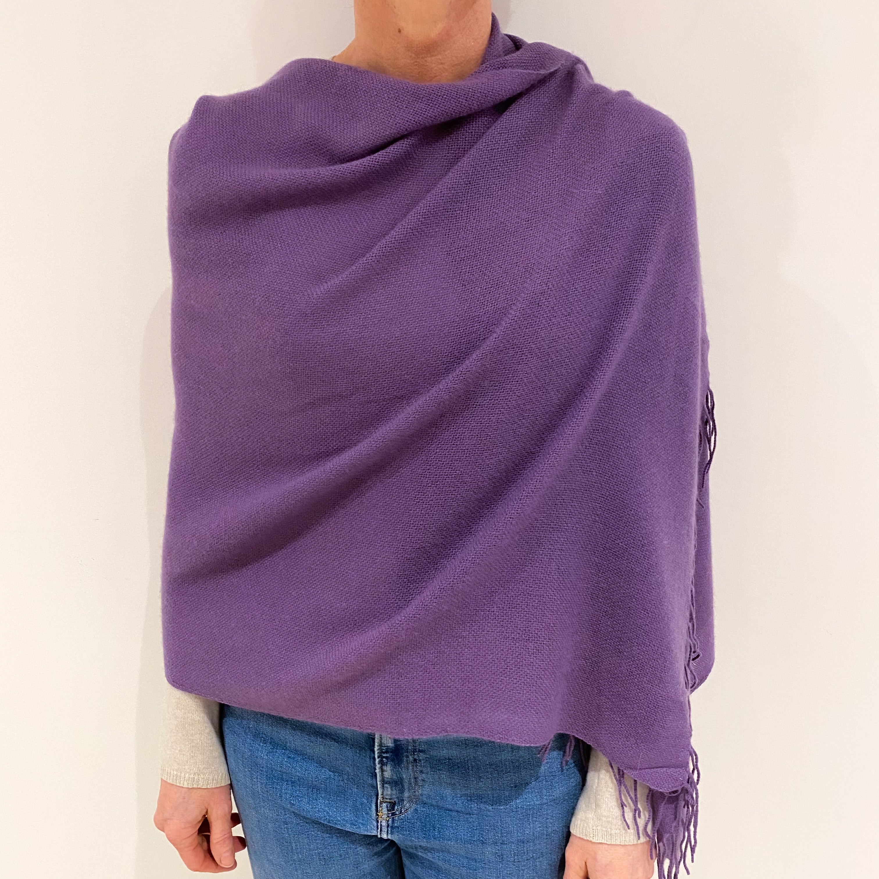 Brand New Dusky Purple Lightweight Cashmere Pashmina Scarf