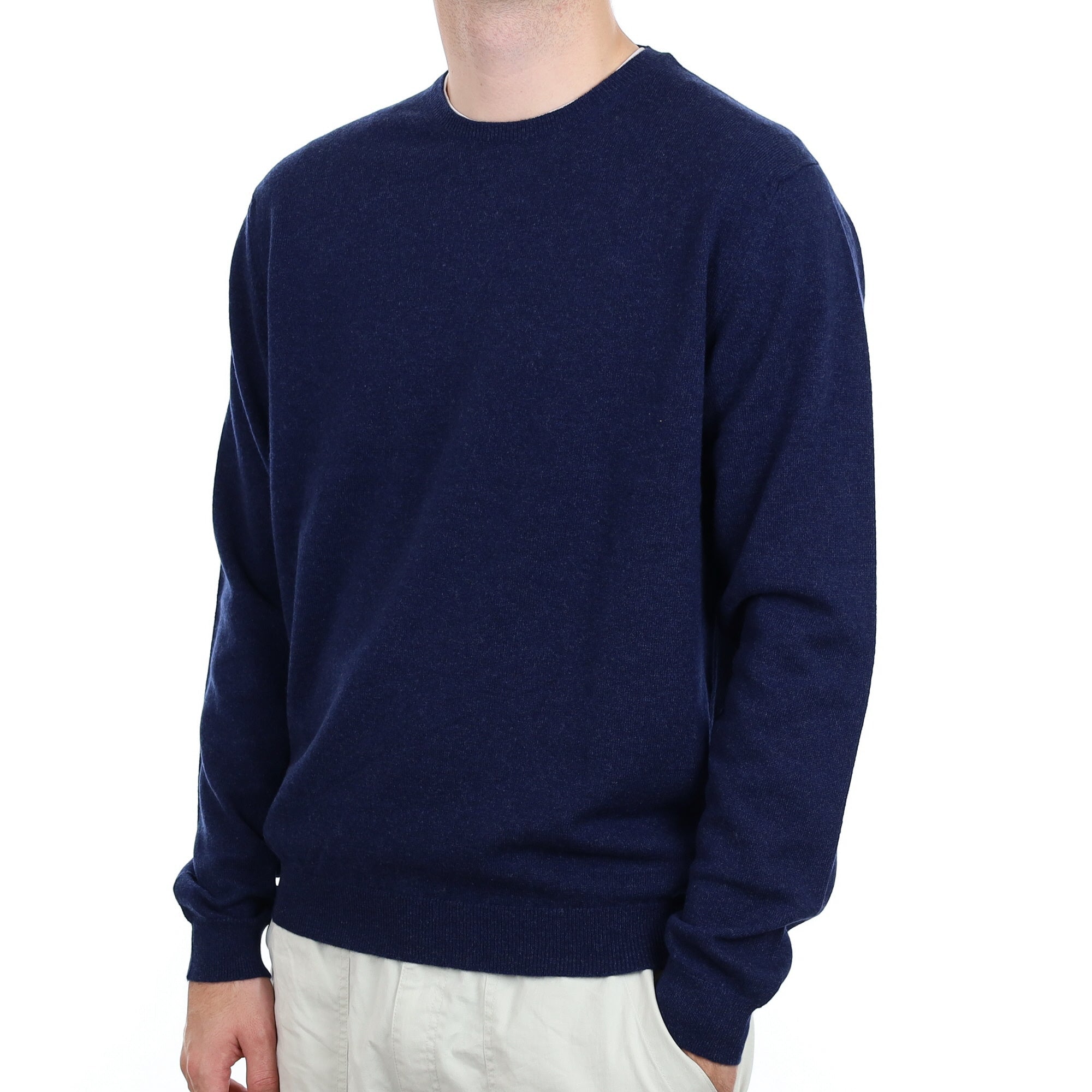 Men's Brand New Scottish Midnight Blue Cashmere Crew Neck Jumper Medium