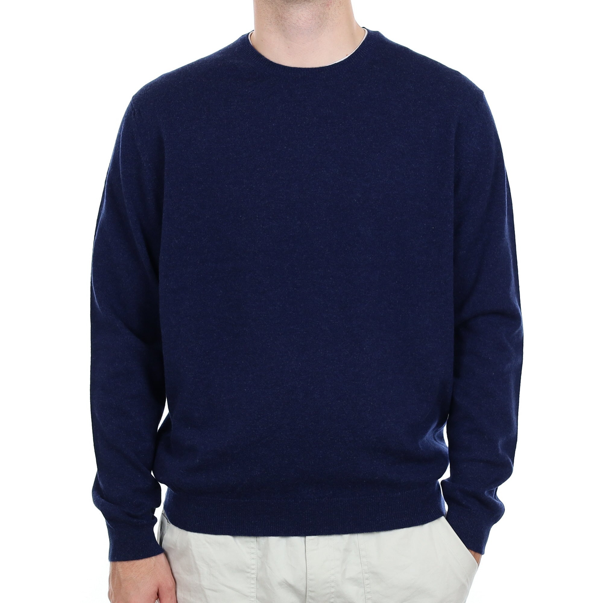 Men's Brand New Scottish Midnight Blue Cashmere Crew Neck Jumper Medium