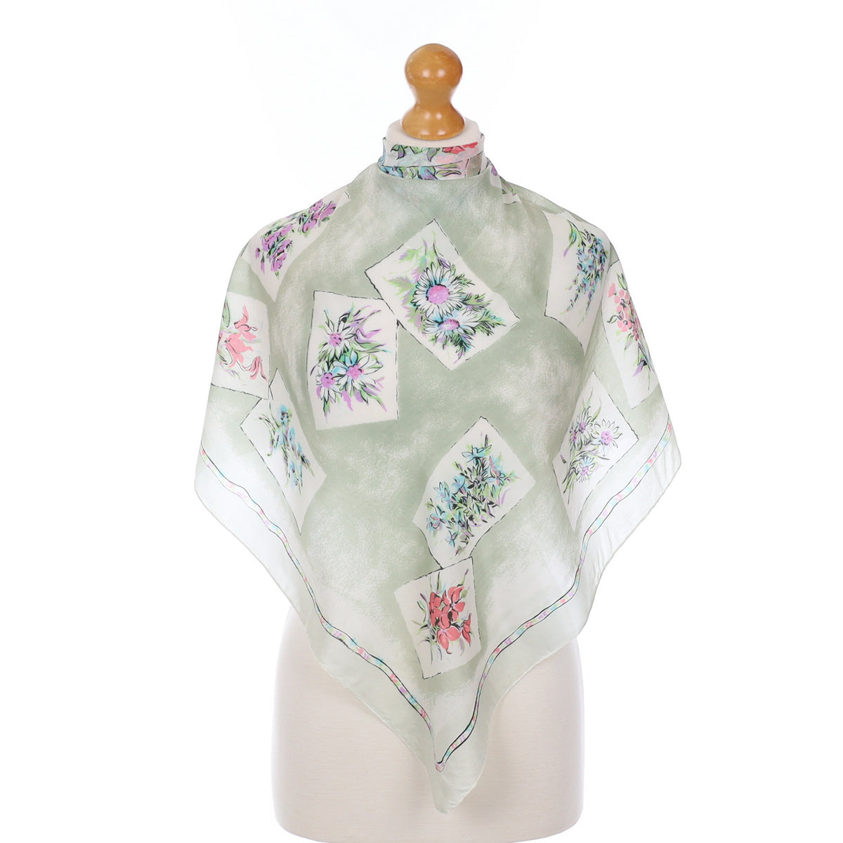 Pastel Floral Vintage Silk Scarf