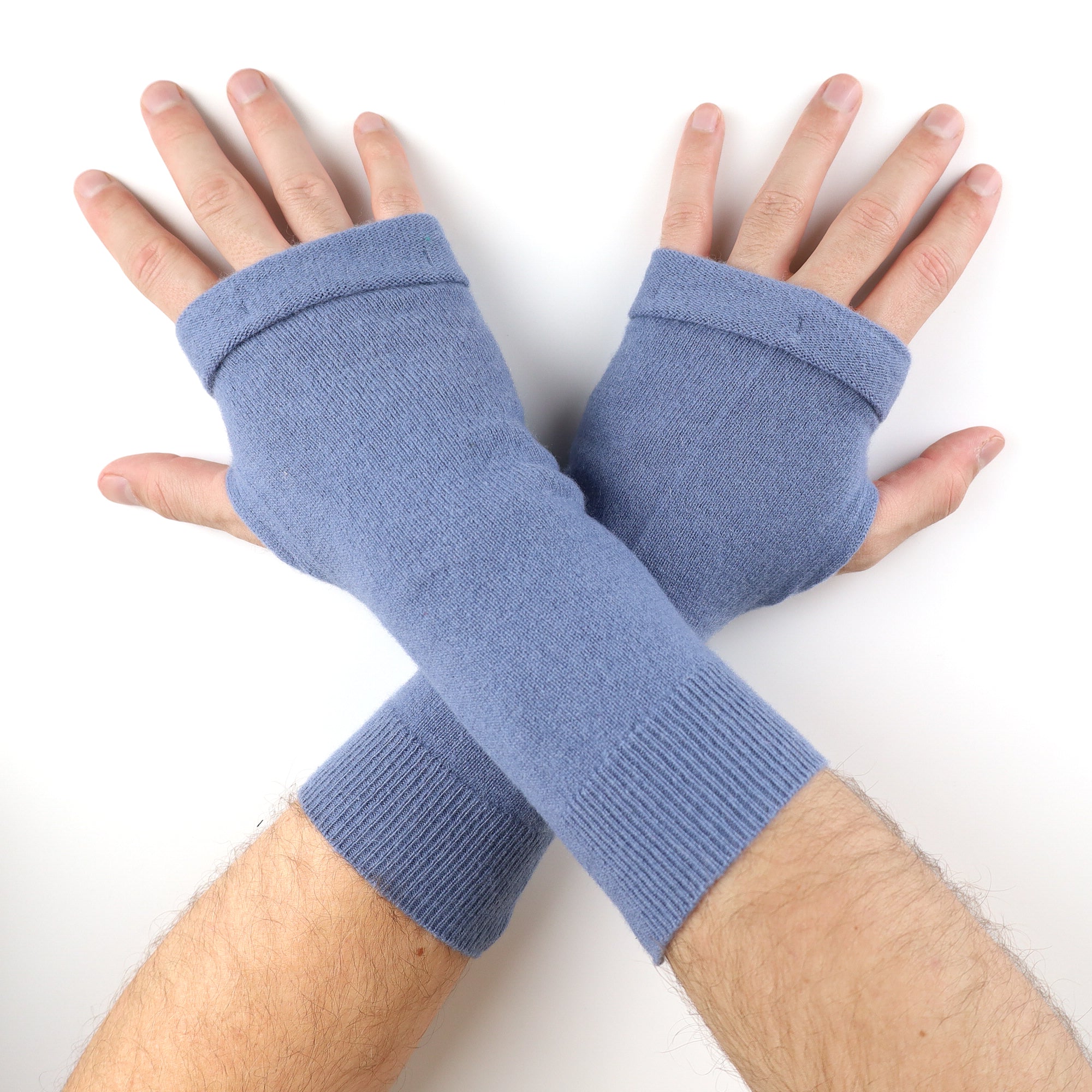 Men’s Sky Blue Fingerless Gloves