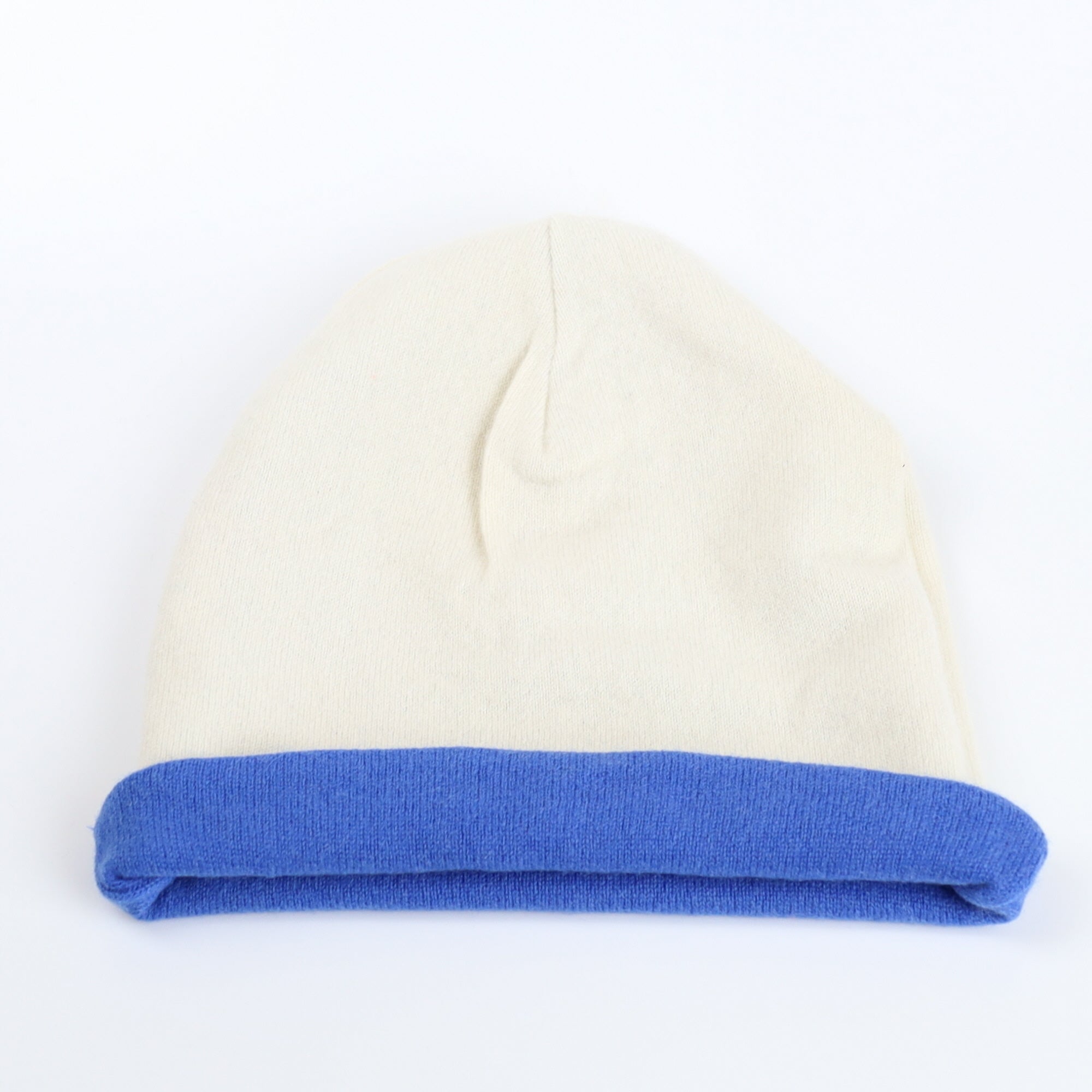 Cornflower Blue and Cream Cashmere Beanie Hat