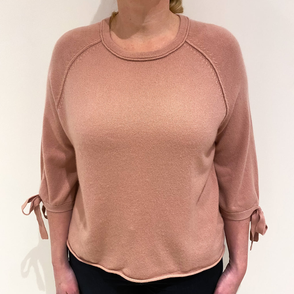Faded Heather Pink Cashmere Crew Neck Jumper Large