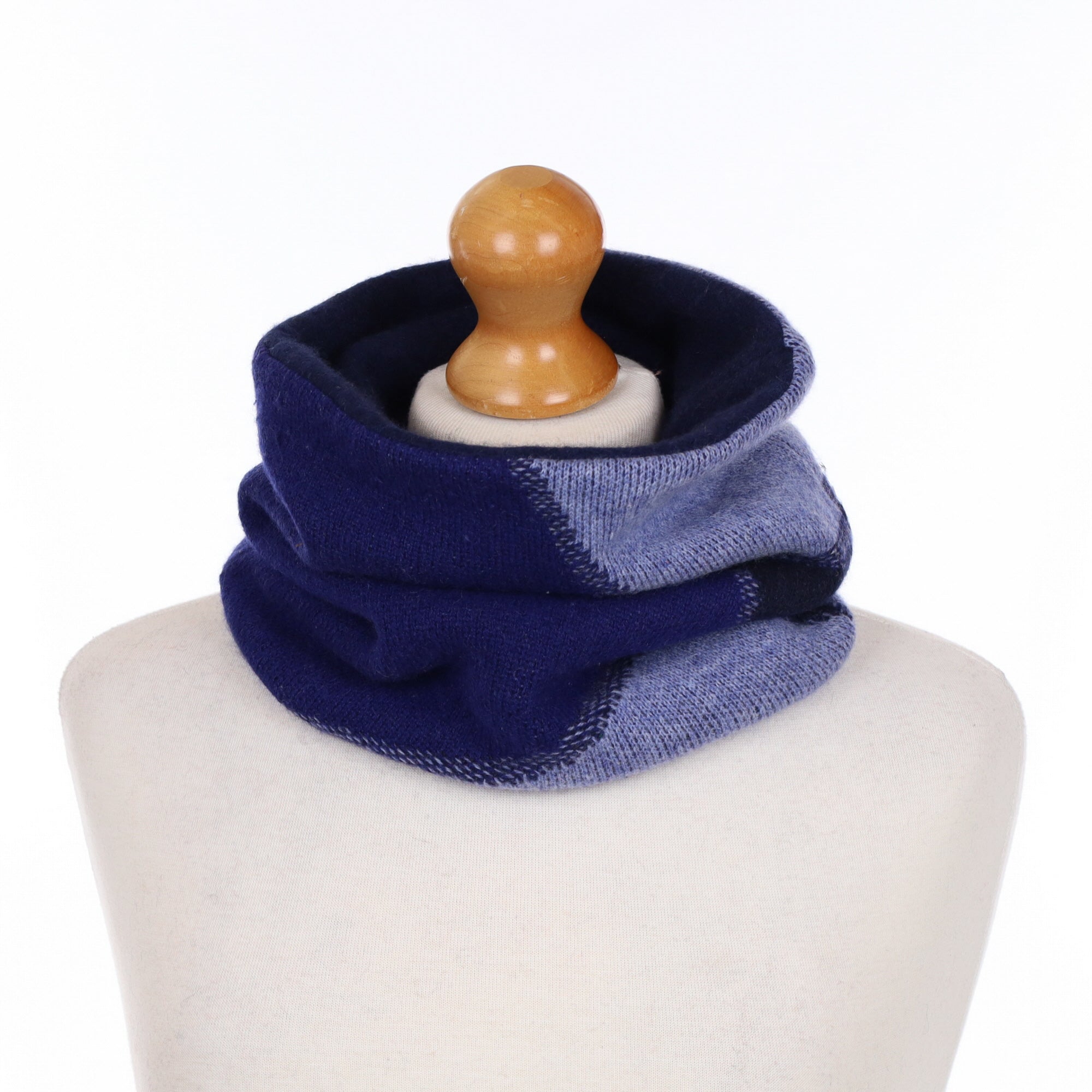 Navy and Blue Patterned Luxury Double Layered Snood