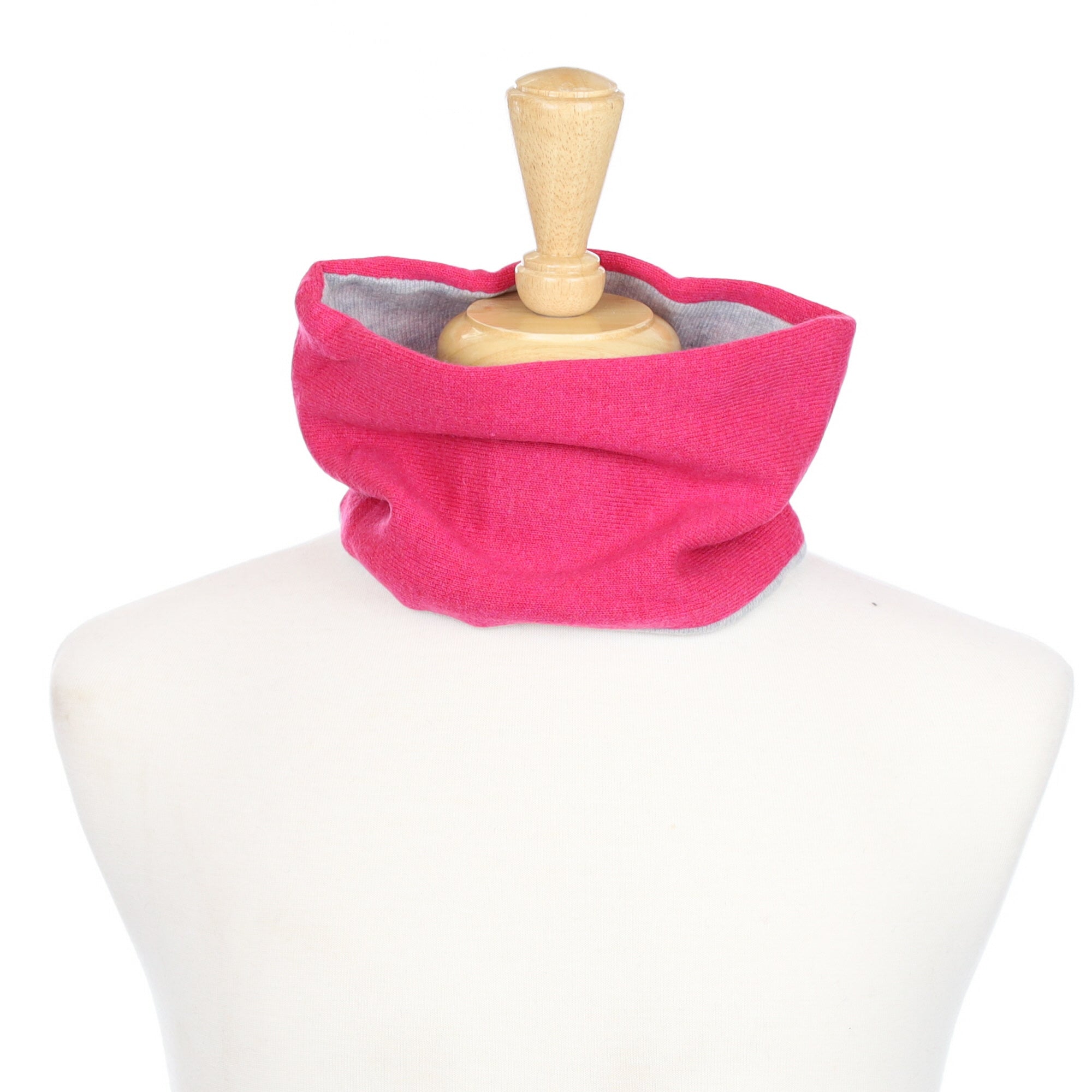 Fuchsia and Mist Grey Neck Warmer