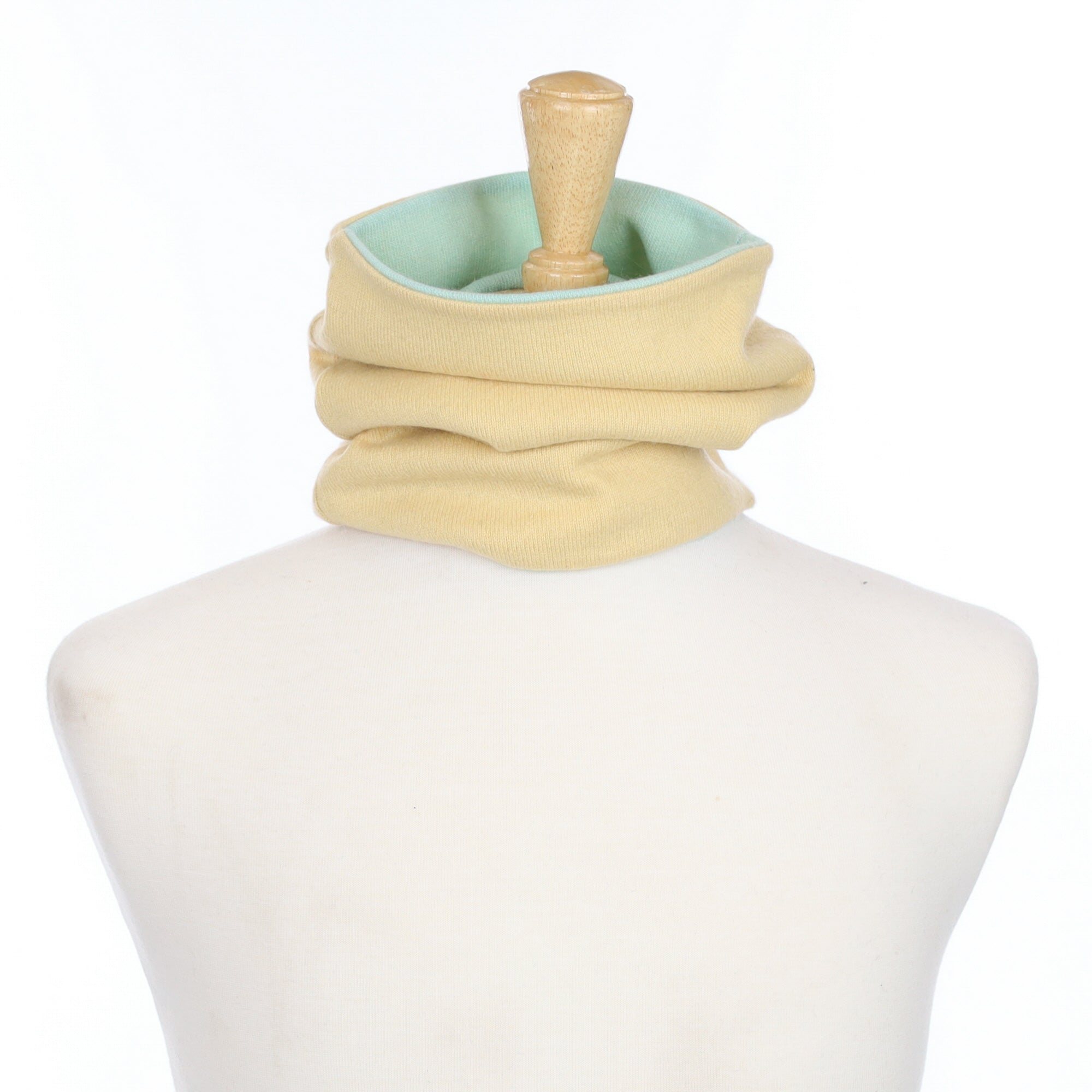 Custard Yellow and Mint Luxury Double Layered Snood