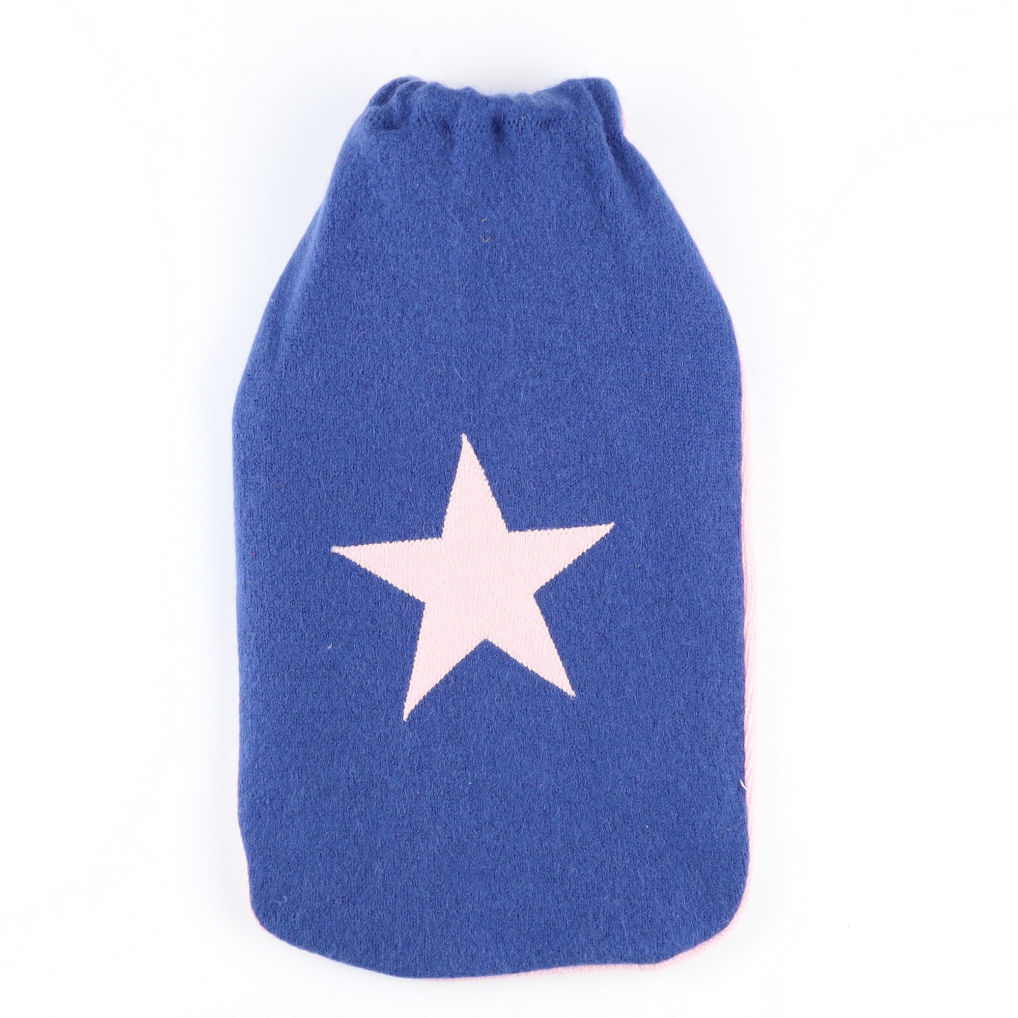 Deep Blue and Carnation Pink Star Cashmere Large Hot Water Bottle