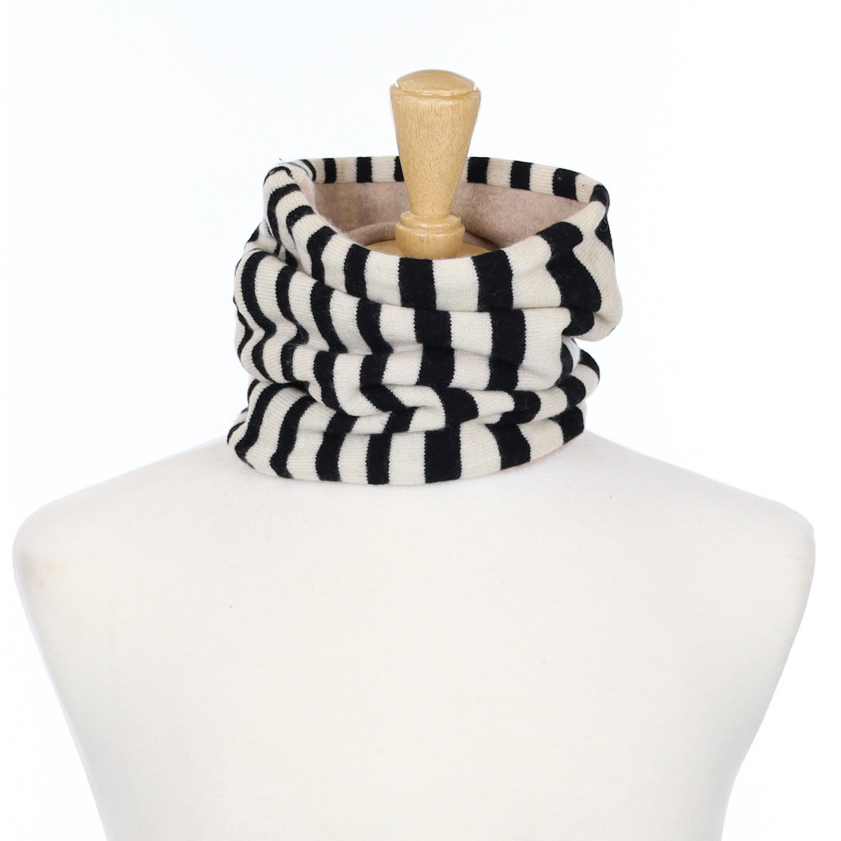 Oatmeal Black Stripe and Fawn Luxury Double Layered Snood