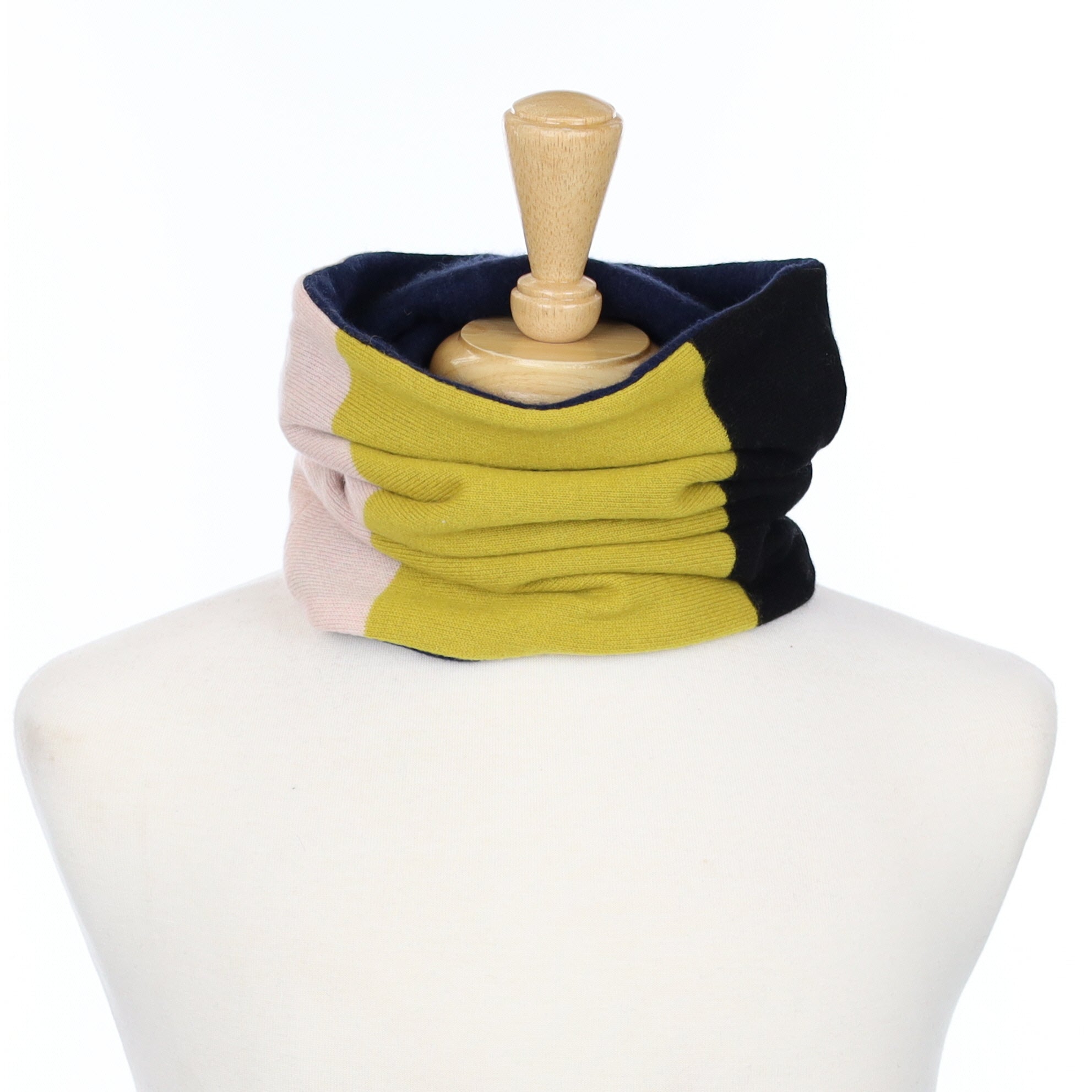 Navy Mustard and Pink Luxury Double Layered Snood