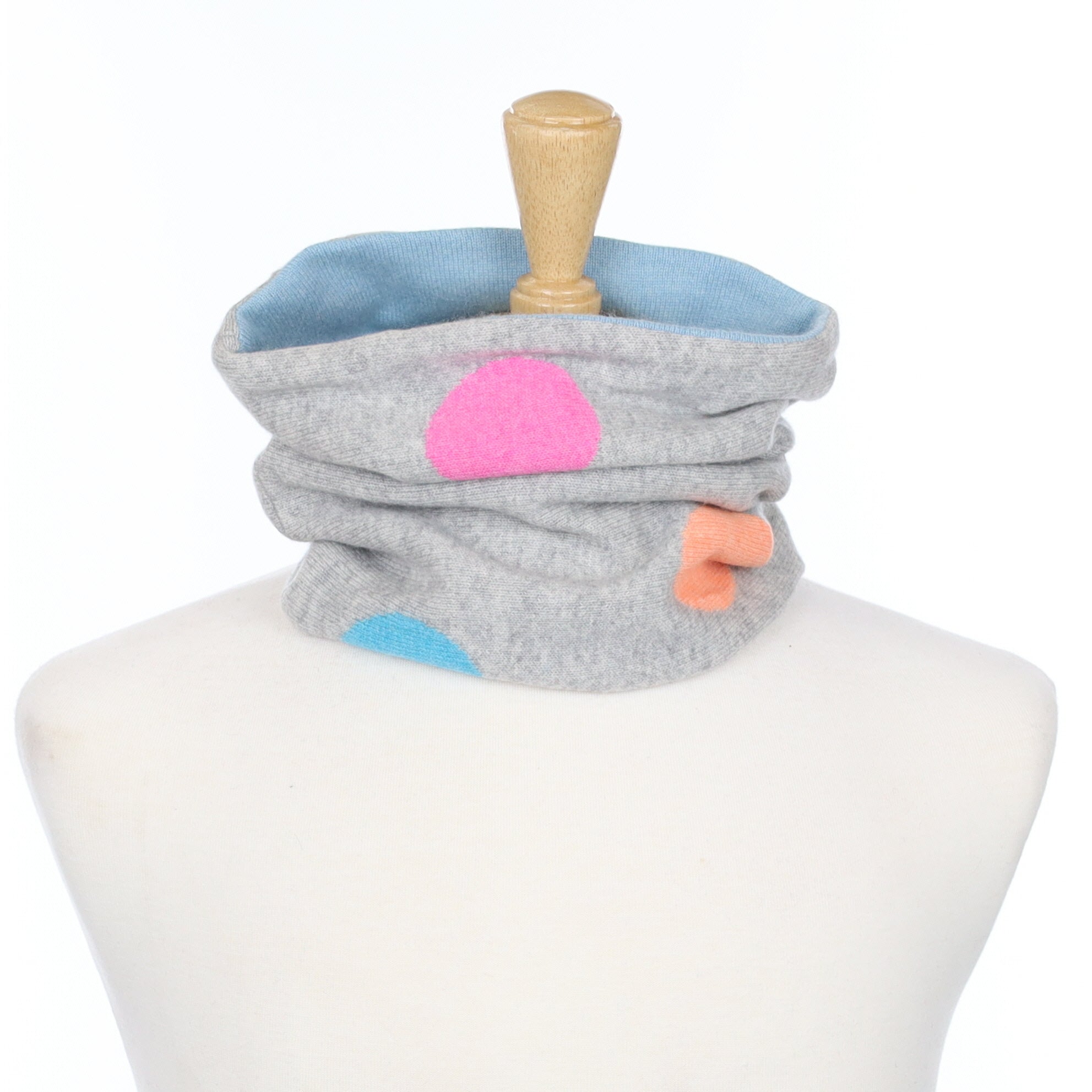 Smoke Grey Colourful Spot Luxury Double Layered Snood