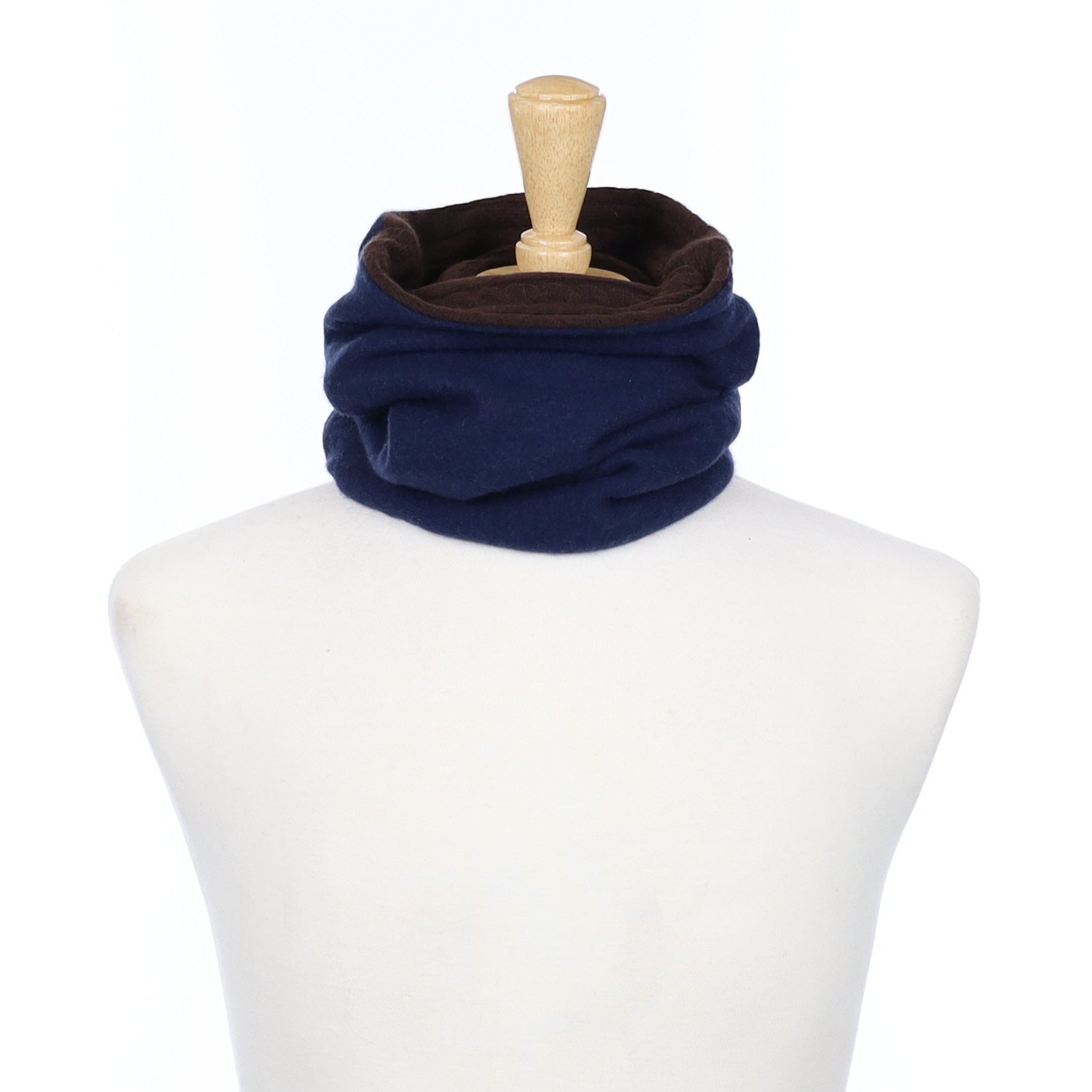 Midnight Blue and Chocolate Cable Luxury Double Layered Snood